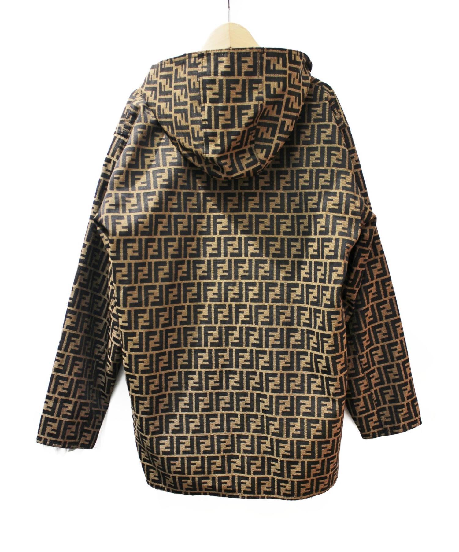 FENDI (フェンディ) リバーシブルフーデッドジャケット ブラウン サイズ:- ズッカ柄 秋冬物