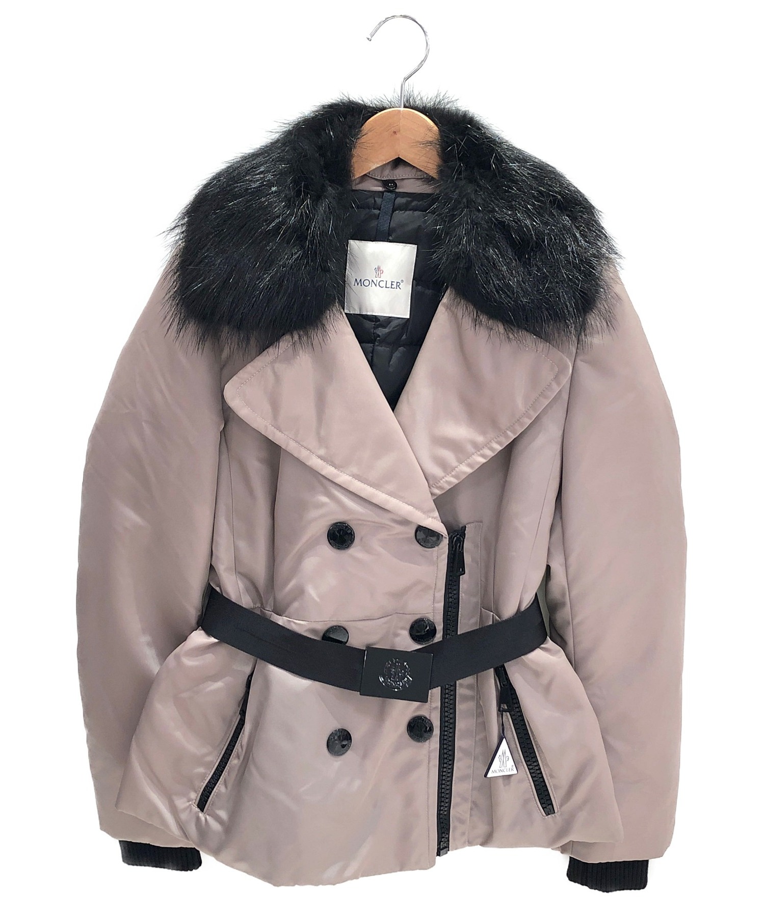 中古・古着通販】MONCLER (モンクレール) ファーダウンコート ベージュ