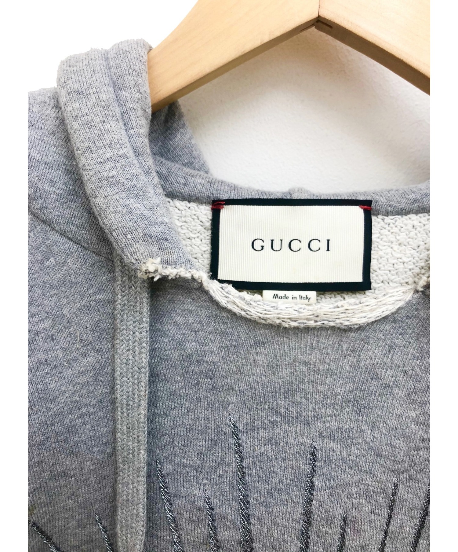 GUCCI (グッチ) タイガー刺繍パーカー グレー サイズ:M