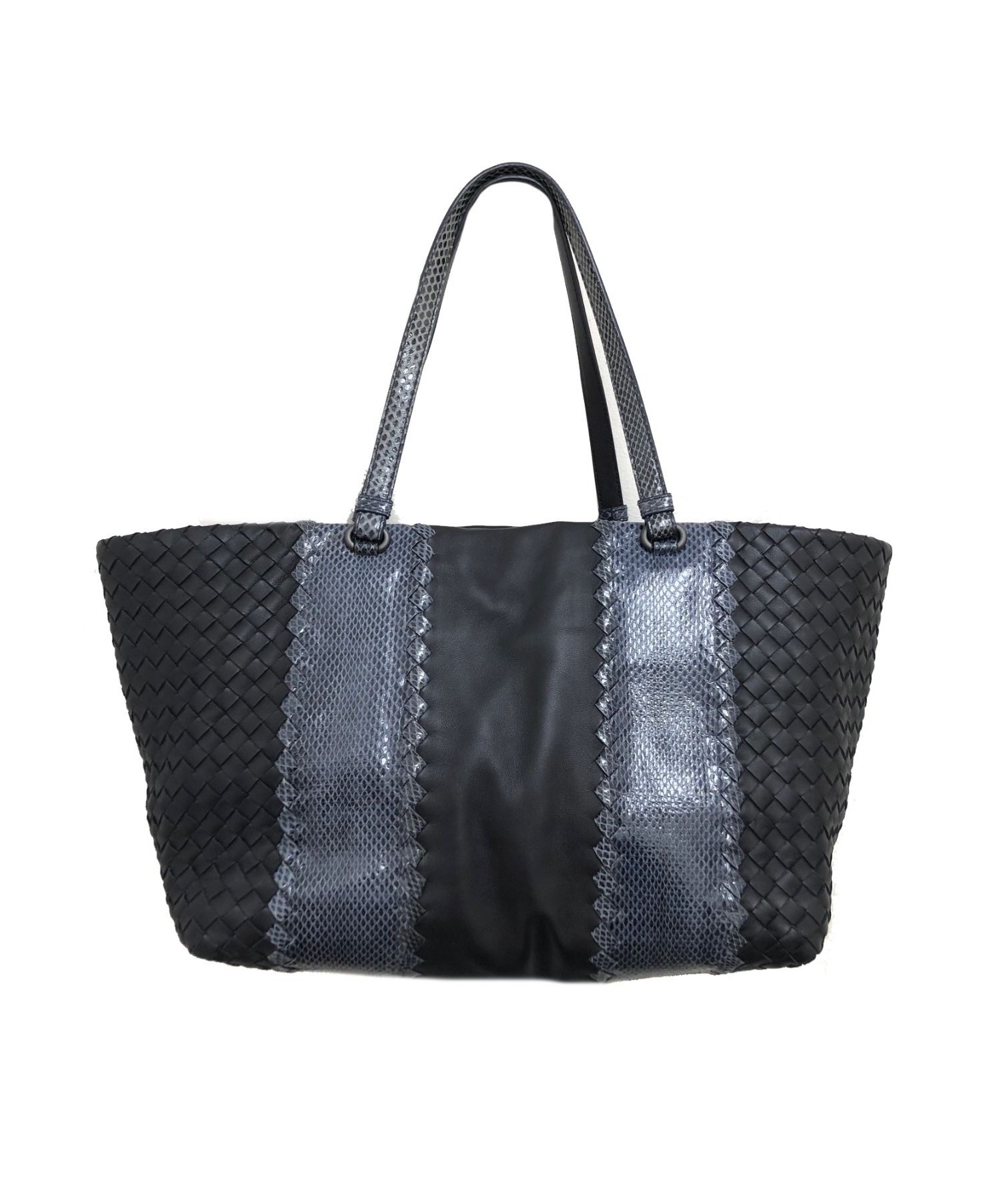 BOTTEGA VENETA (ボッテガ ヴェネタ) イントレチャートアイヤーズトートバッグ ネイビー サイズ:- パイソン×ラムレザー  B02457150J