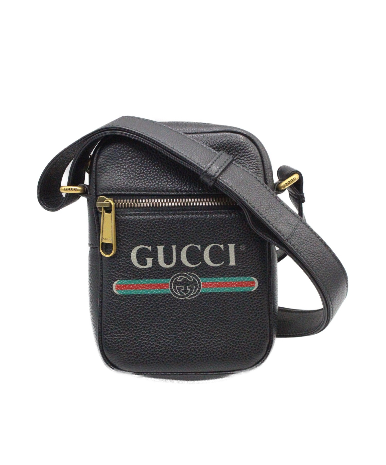 GUCCI (グッチ) グッチプリント ロゴ ショルダーバッグ ブラック サイズ:-