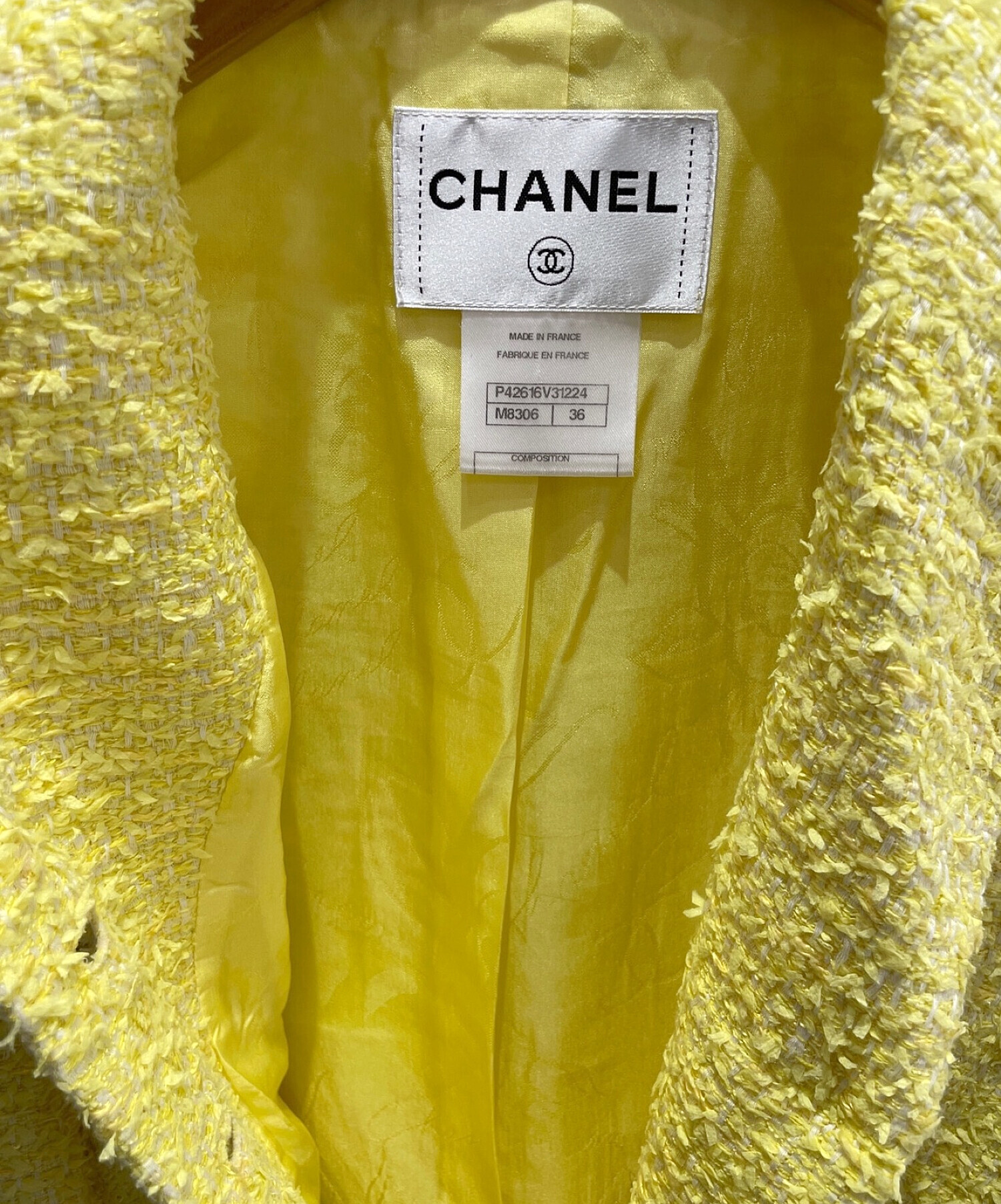 中古・古着通販】CHANEL (シャネル) ツイードジャケット イエロー