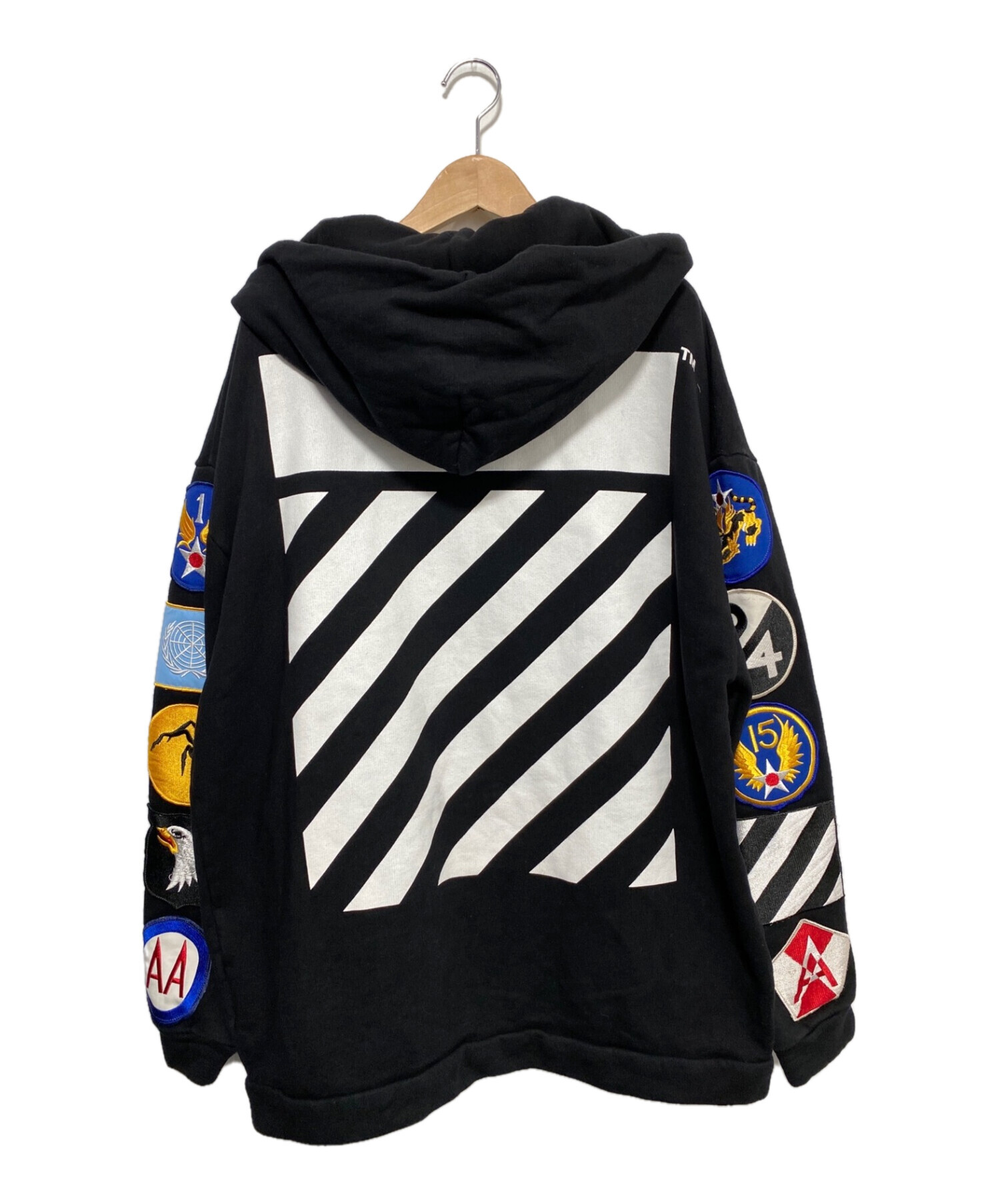 OFFWHITE (オフホワイト) Patch Zip Hoodie ブラック サイズ:XXS