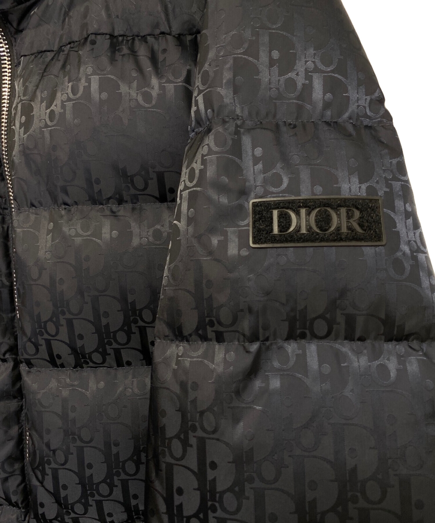 Christian Dior (クリスチャン ディオール) オブリーク ナイロンジャカード ダウンジャケット ブラック サイズ:46