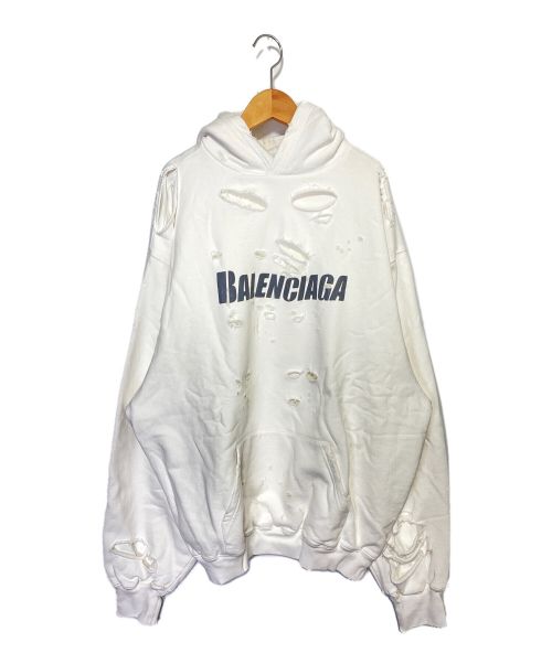 【中古・古着通販】BALENCIAGA (バレンシアガ) Destroyed Hoodie ホワイト サイズ:XXS｜ブランド・古着通販  トレファク公式【TREFAC FASHION】スマホサイト