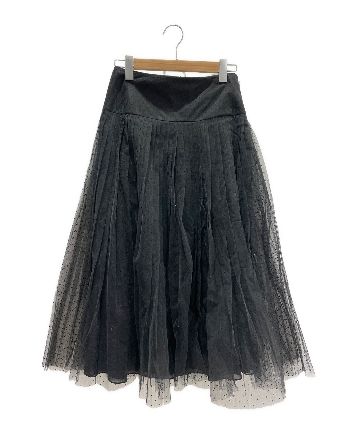 Christian Dior (クリスチャン ディオール) チュールドットスカート ブラック サイズ:38