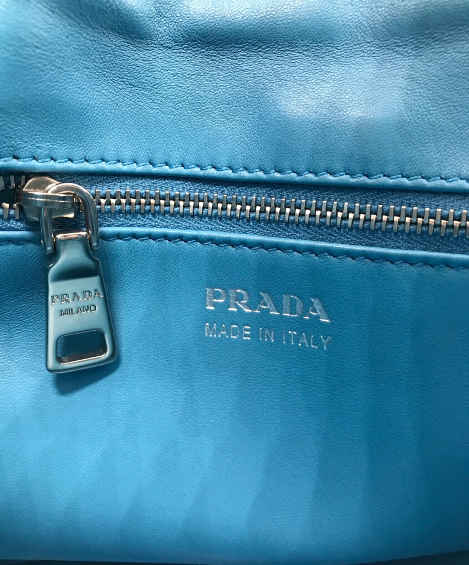 PRADA (プラダ) ラビットアローチェーンバッグ ブラック×ブルー サイズ:-