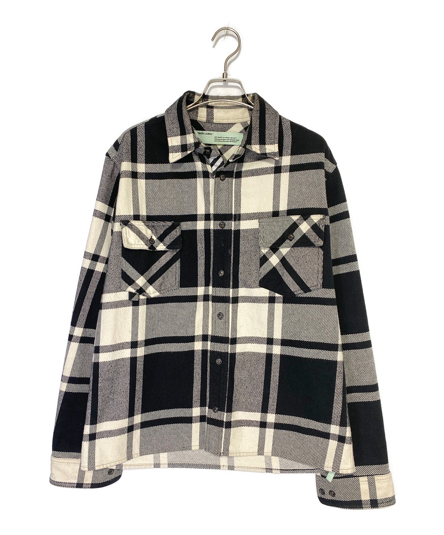 新品 OFF-WHITE STENCIL FLANNEL CHECK SHIRT