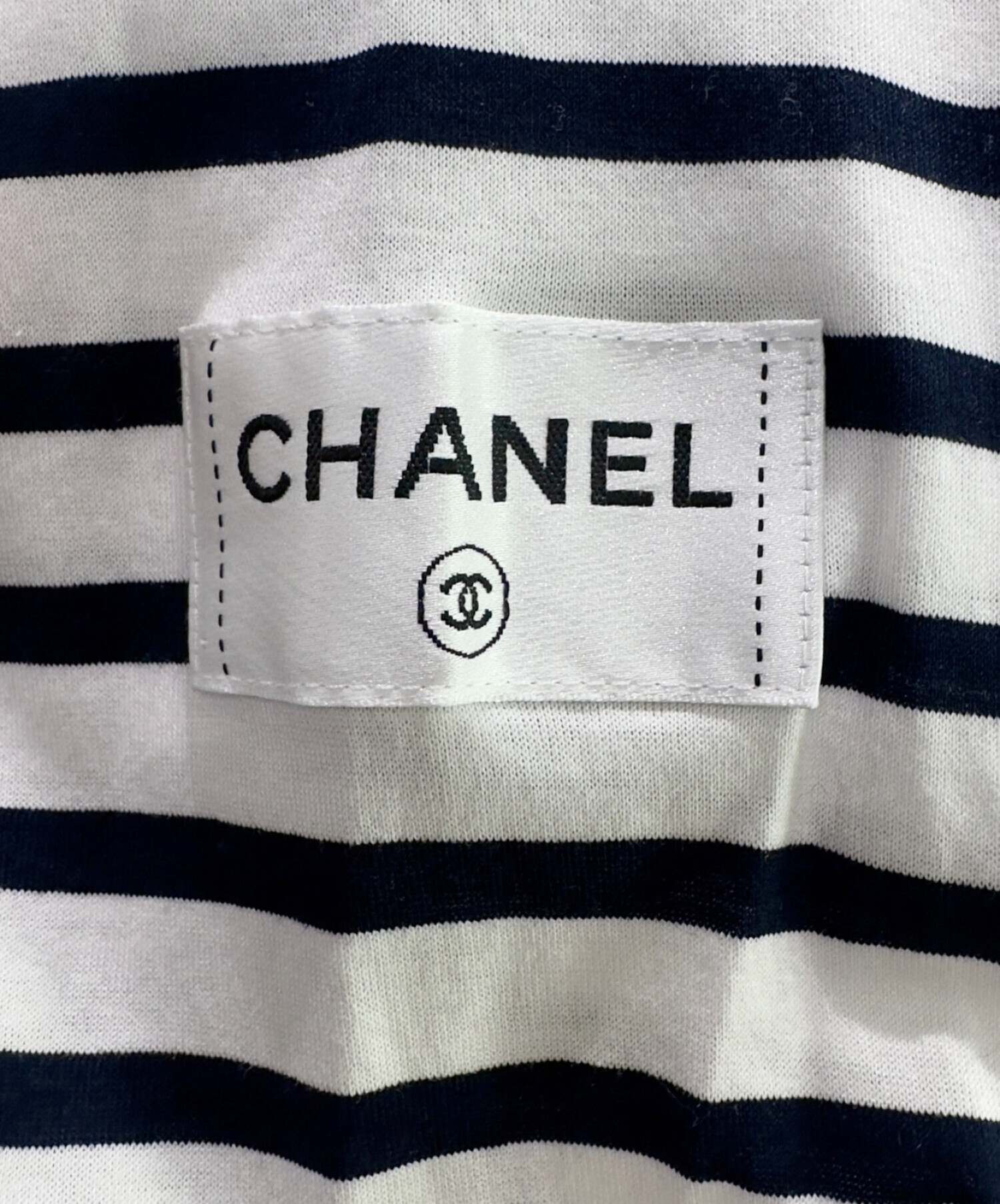 CHANEL (シャネル) ココマークボーダーカットソー ホワイト×ブラック サイズ:M