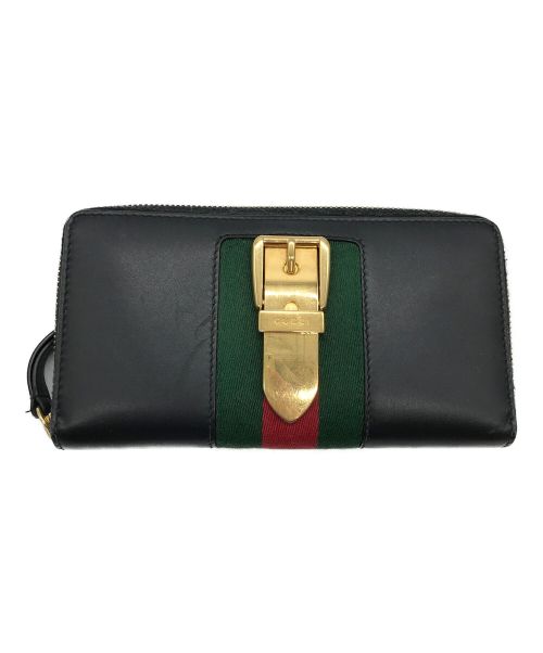 中古・古着通販】GUCCI (グッチ) シェリーライン 長財布 ブラック