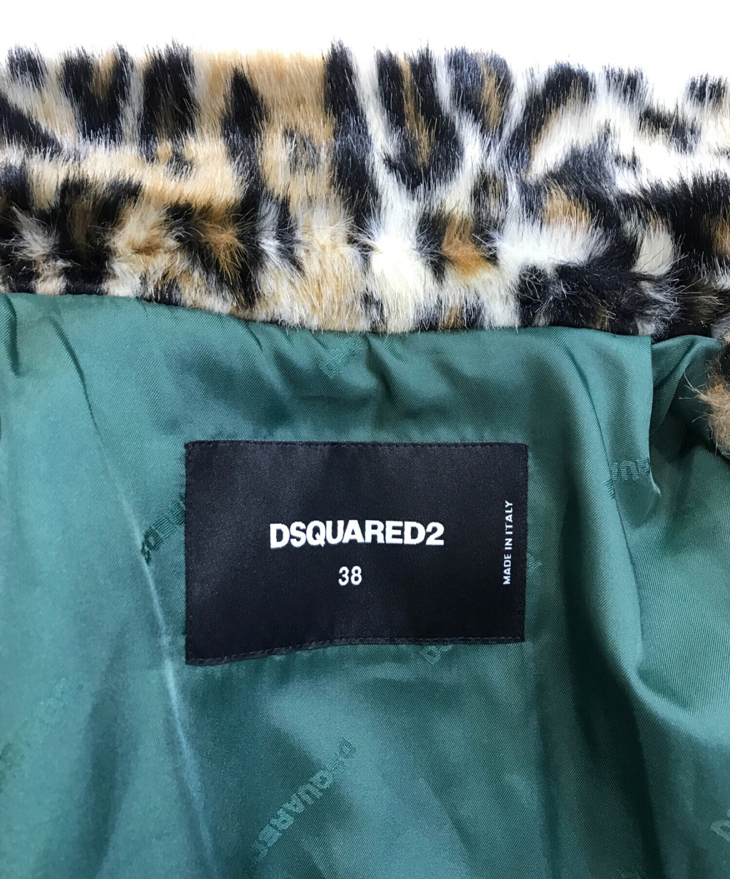 DSQUARED2 (ディースクエアード) レオパードエコファーコート ベージュ サイズ:38