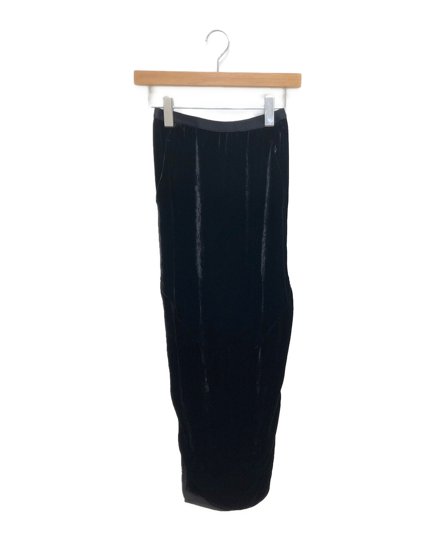 RICK OWENS (リック オウエンス) ベロアロングスカート ブラック サイズ:38
