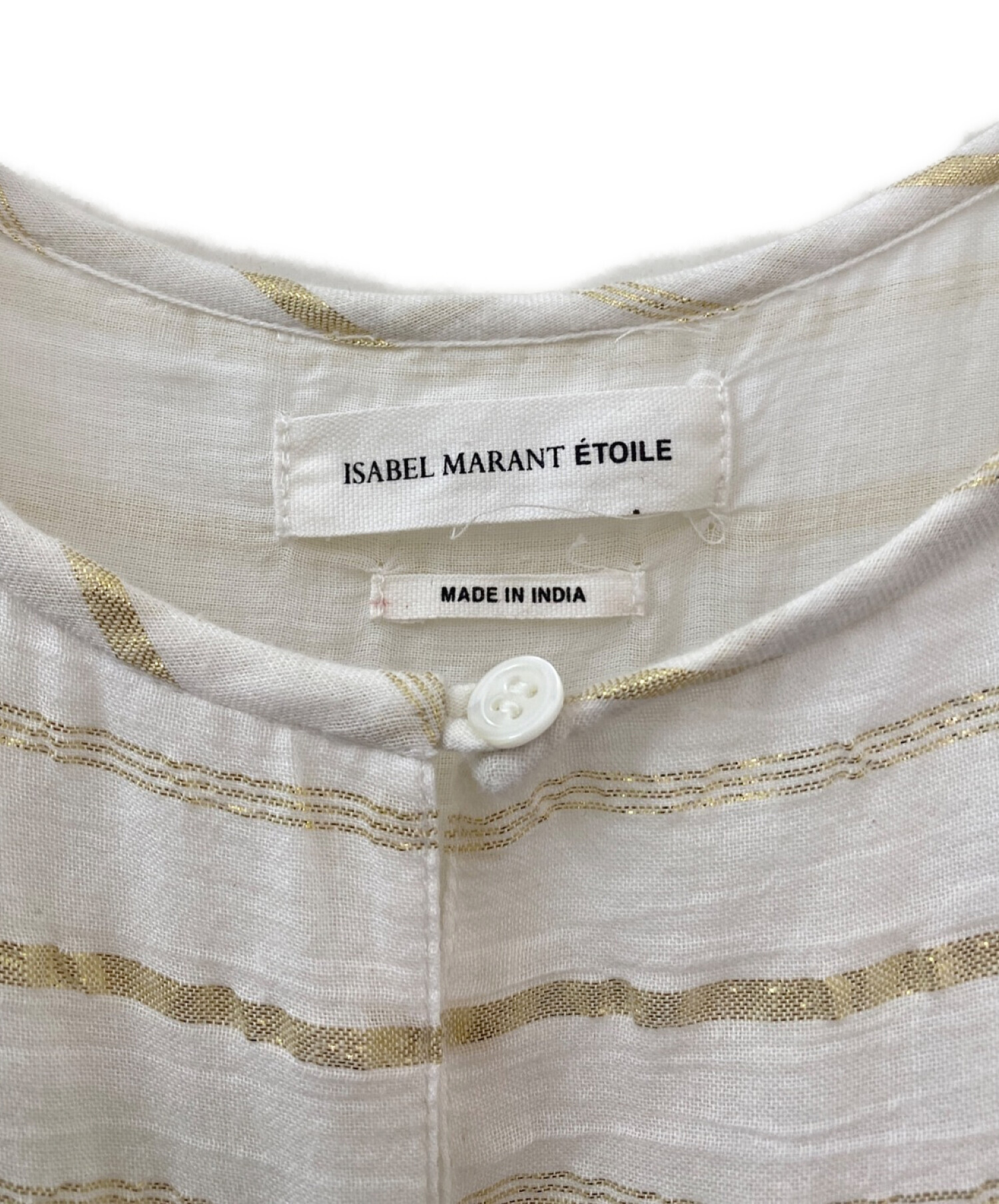 ISABEL MARANT ETOILE (イザベルマランエトワール) ストライプワンピース ホワイト×ゴールド サイズ:36