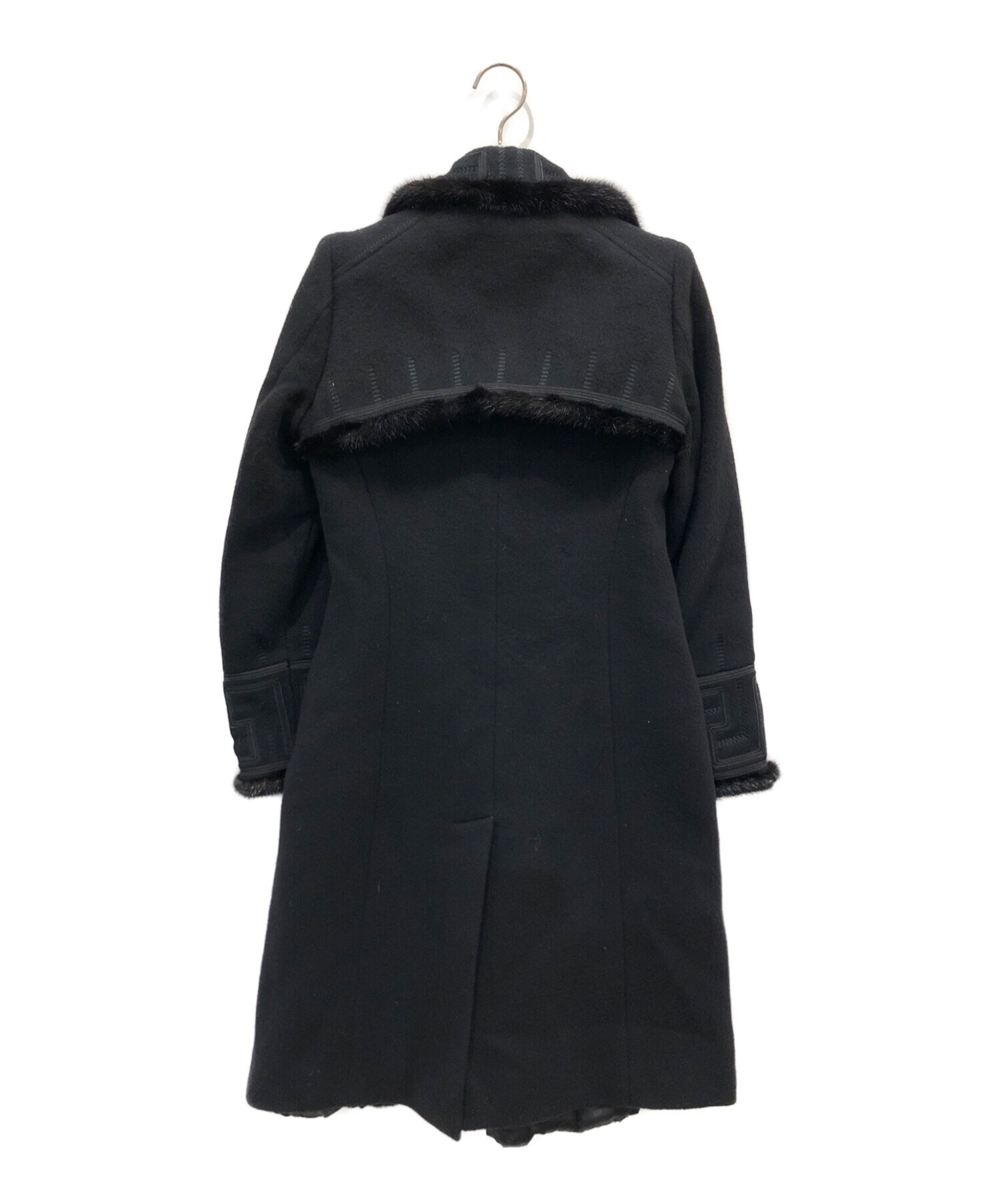 VERSACE (ヴェルサーチ) カシミヤ混デザインコート ブラック サイズ:38