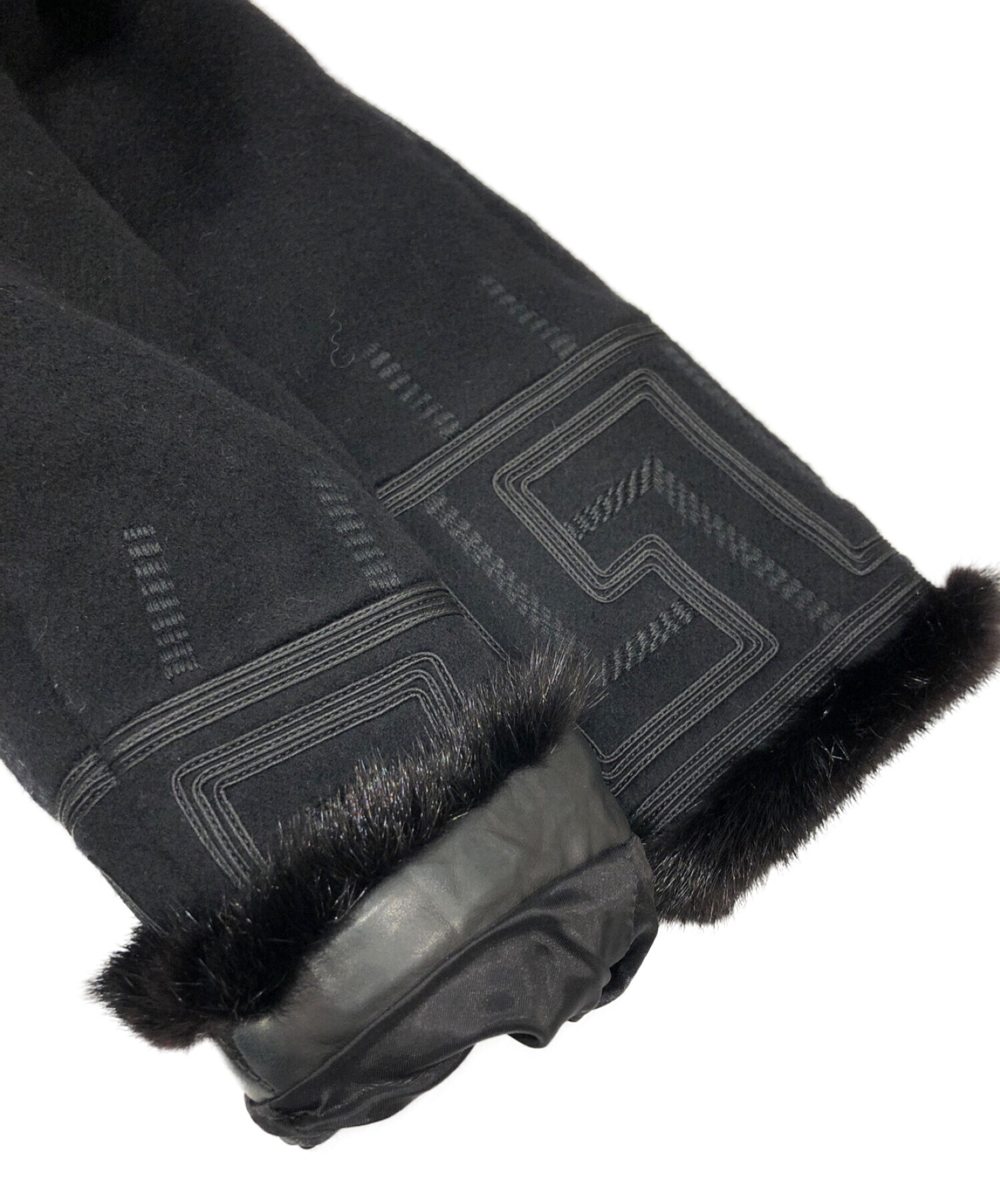 VERSACE (ヴェルサーチ) カシミヤ混デザインコート ブラック サイズ:38