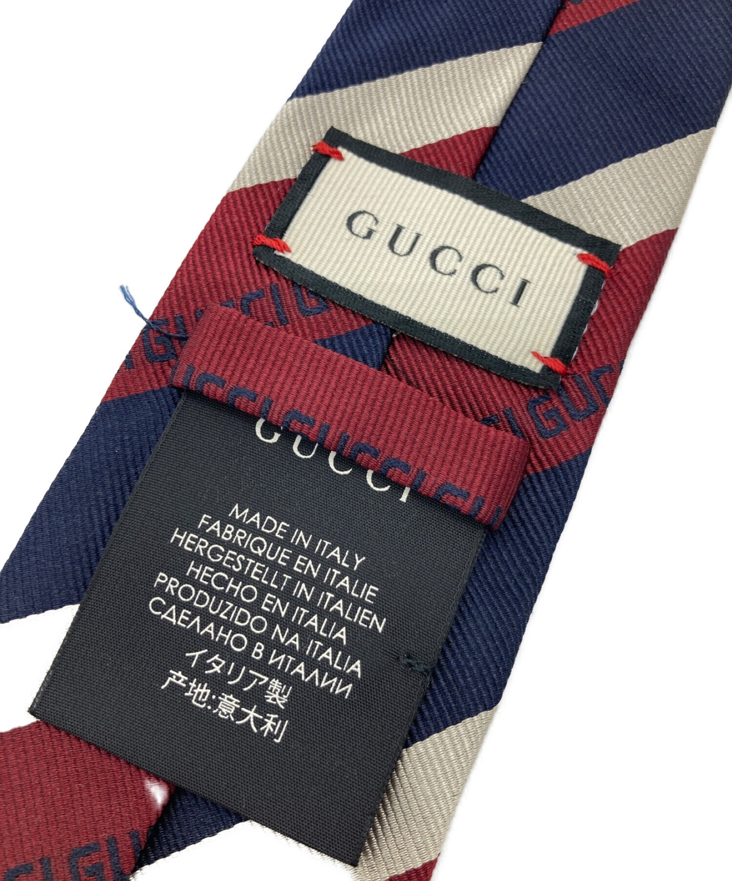 GUCCI (グッチ) レジメンタルタイ ネイビー×レッド サイズ:下記参照