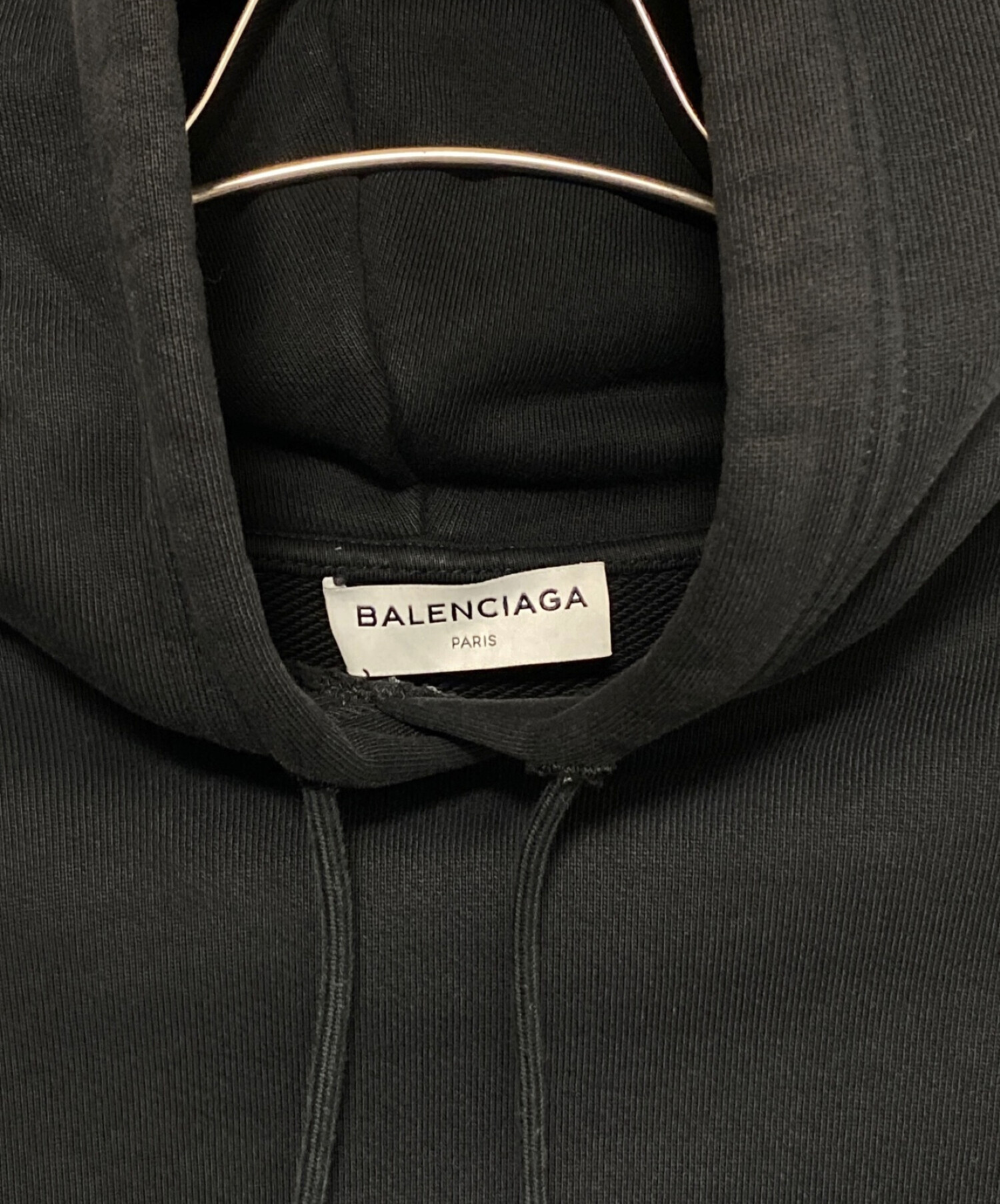 BALENCIAGA (バレンシアガ) フードロゴプリント プルオーバーパーカー ブラック サイズ:XS
