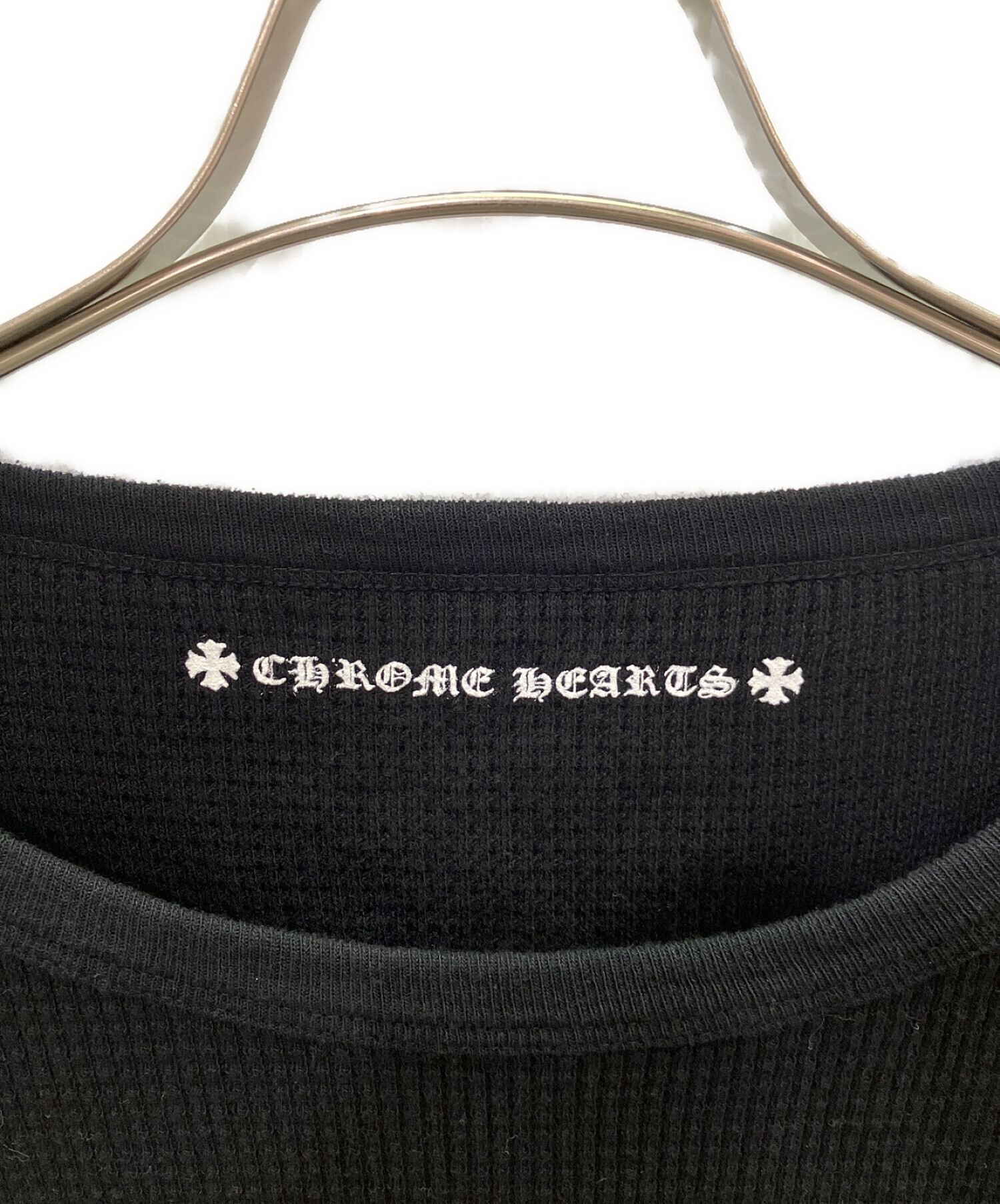 CHROME HEARTS (クロムハーツ) サーマルコットンニットカットソー ブラック サイズ:L