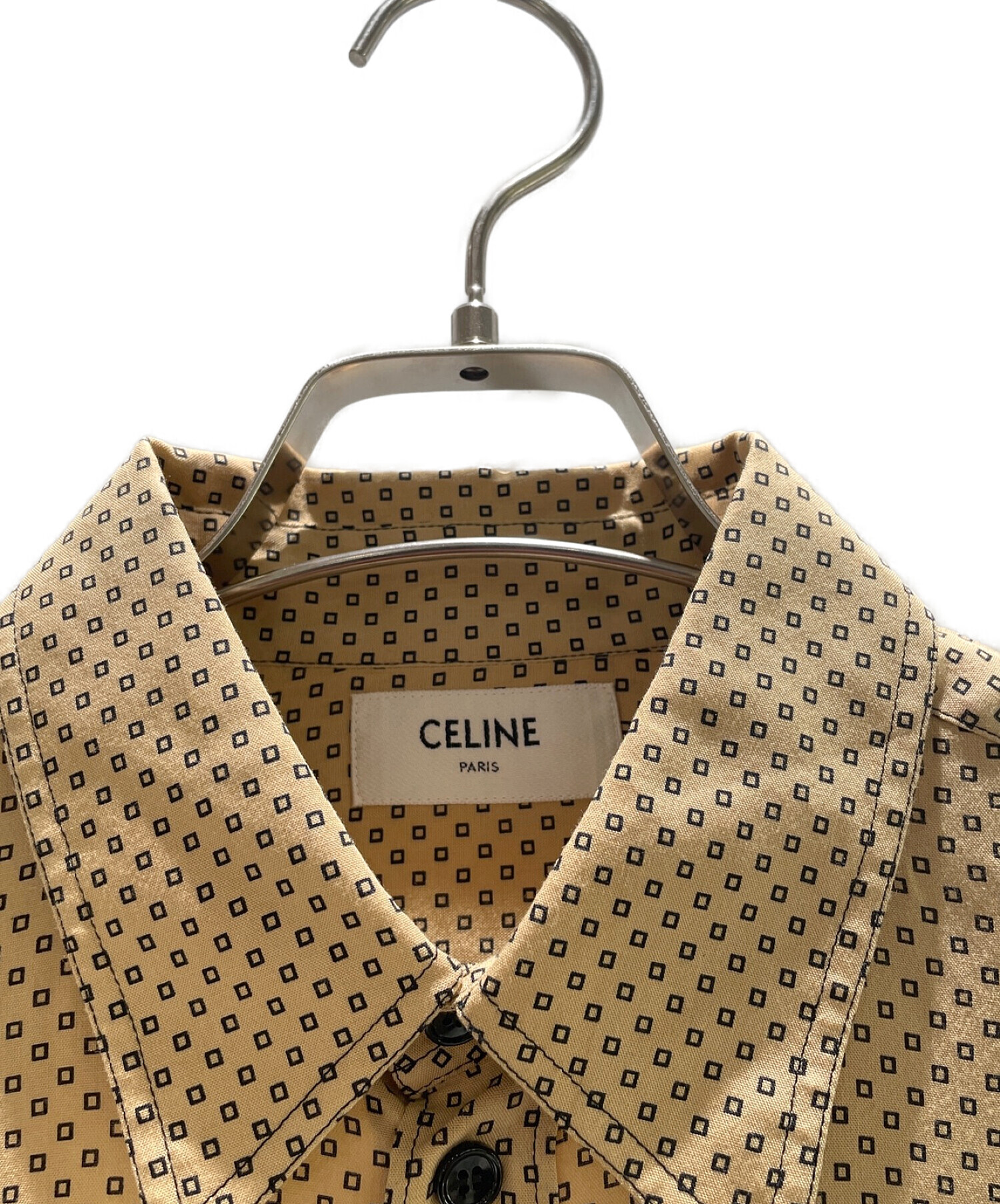 中古・古着通販】CELINE (セリーヌ) レーヨンドットシャツ ベージュ