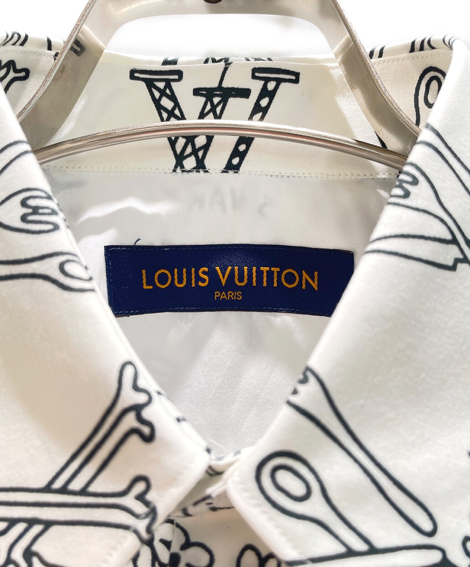 LOUIS VUITTON×Virgil Abloh (ルイヴィトン ヴァージル・アブロー) モノグラムプレイスグラフィックシャツ ホワイト  サイズ:XS