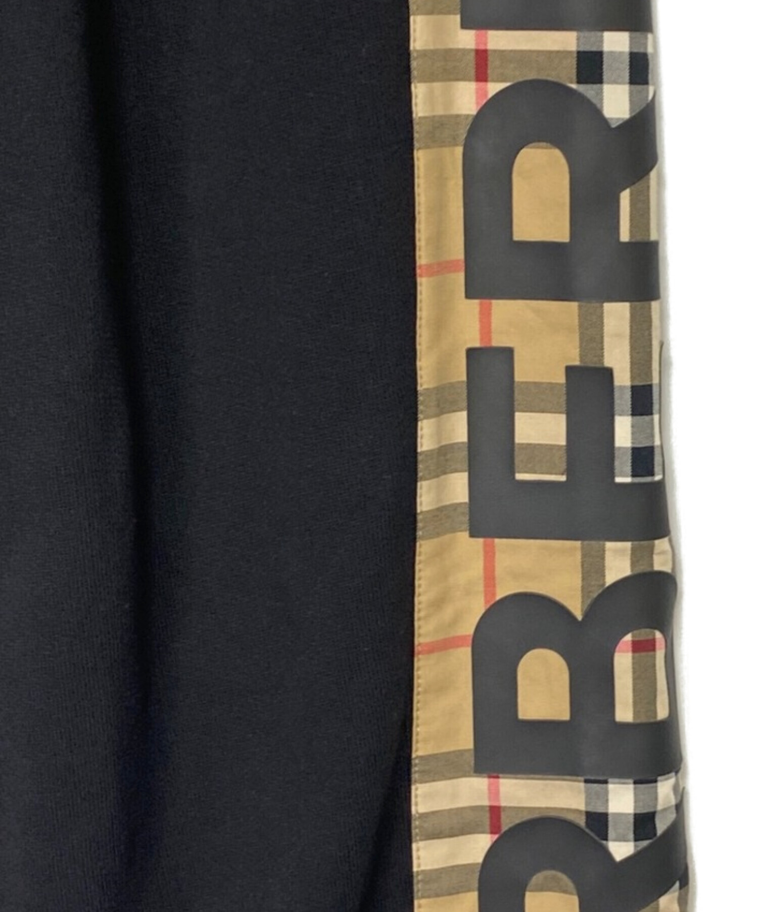 BURBERRY (バーバリー) ヴィンテージチェックラインスウェットパンツ ブラック サイズ:S