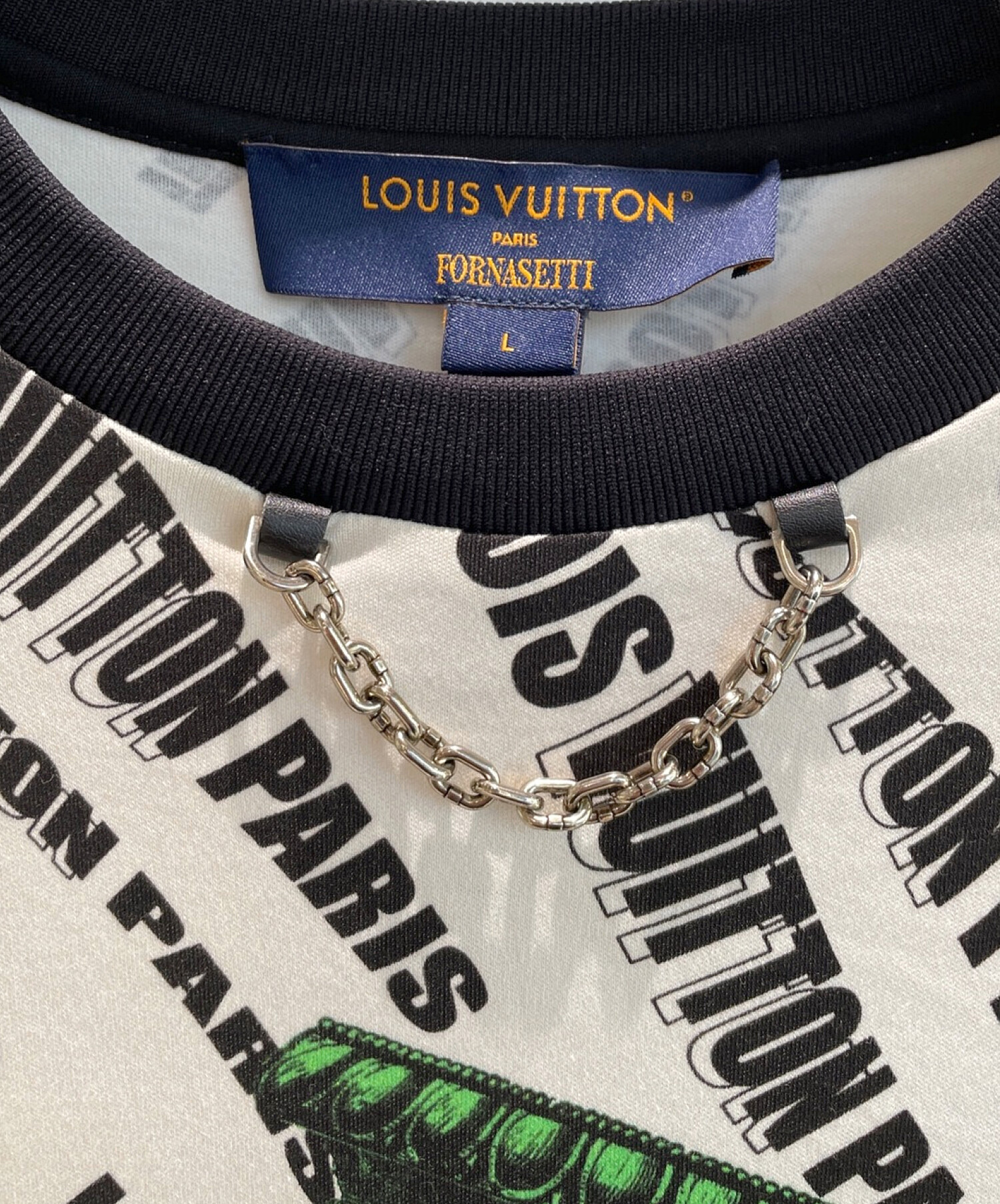 LOUIS VUITTON (ルイ ヴィトン) FORNASETT (フォルナセッティ) スランティドシグネチャー ベースTシャツ マルチカラー  サイズ:L