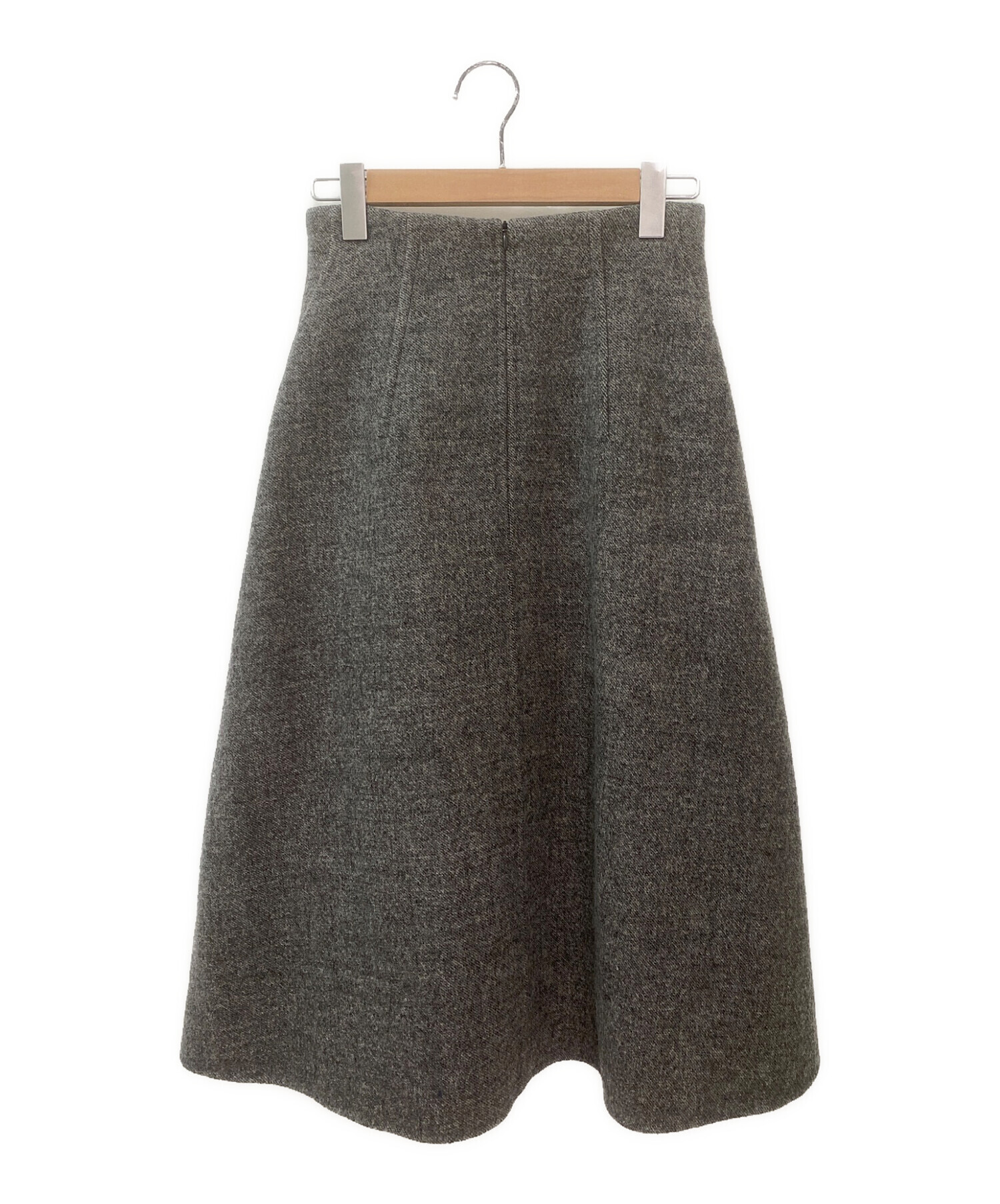 大阪買い美品 BLAMINK ブラミンク チェックウール ロングスカート36/グレー Mサイズ