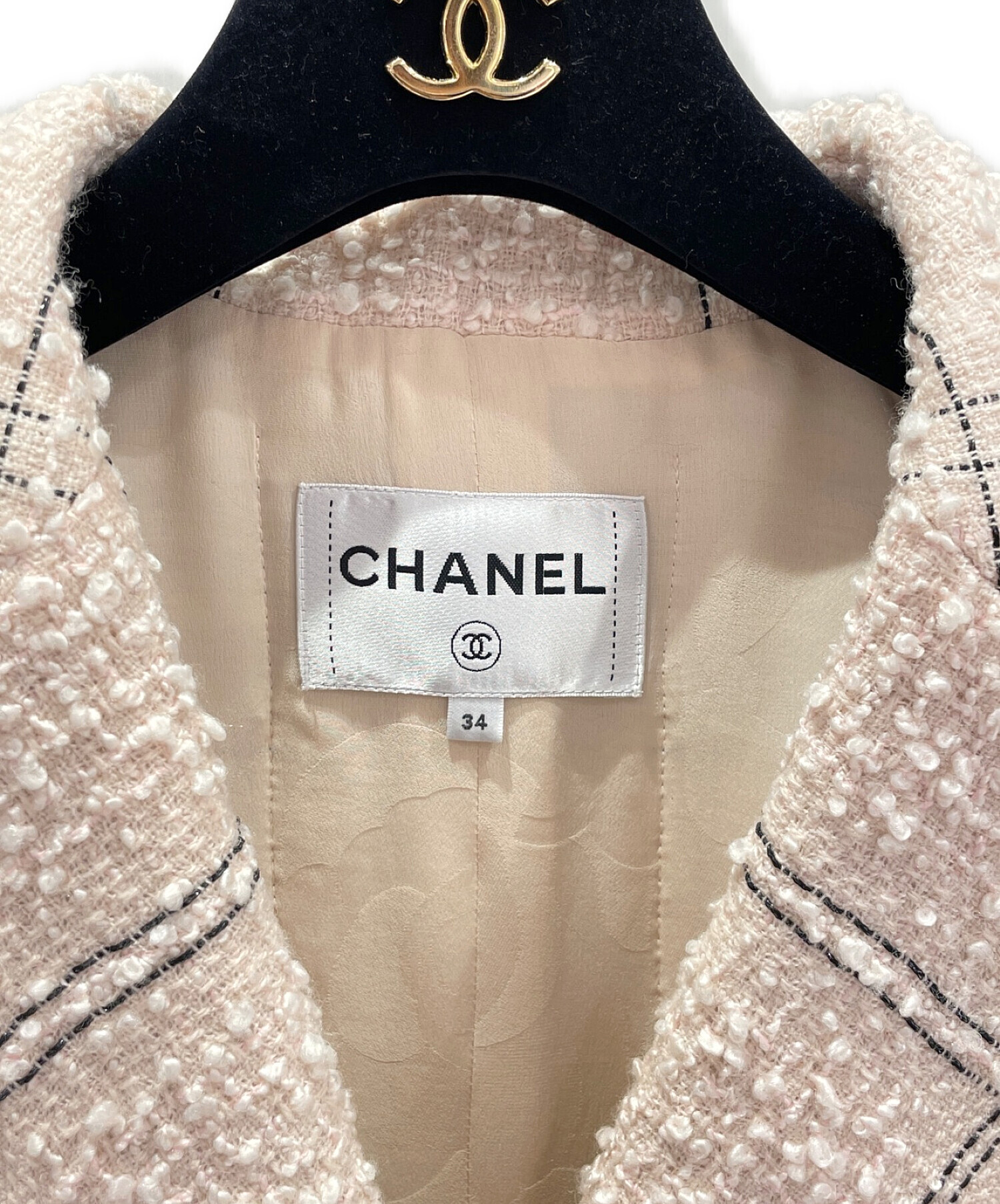Chanel 19s/s ベージュ ツイードジャケット 34