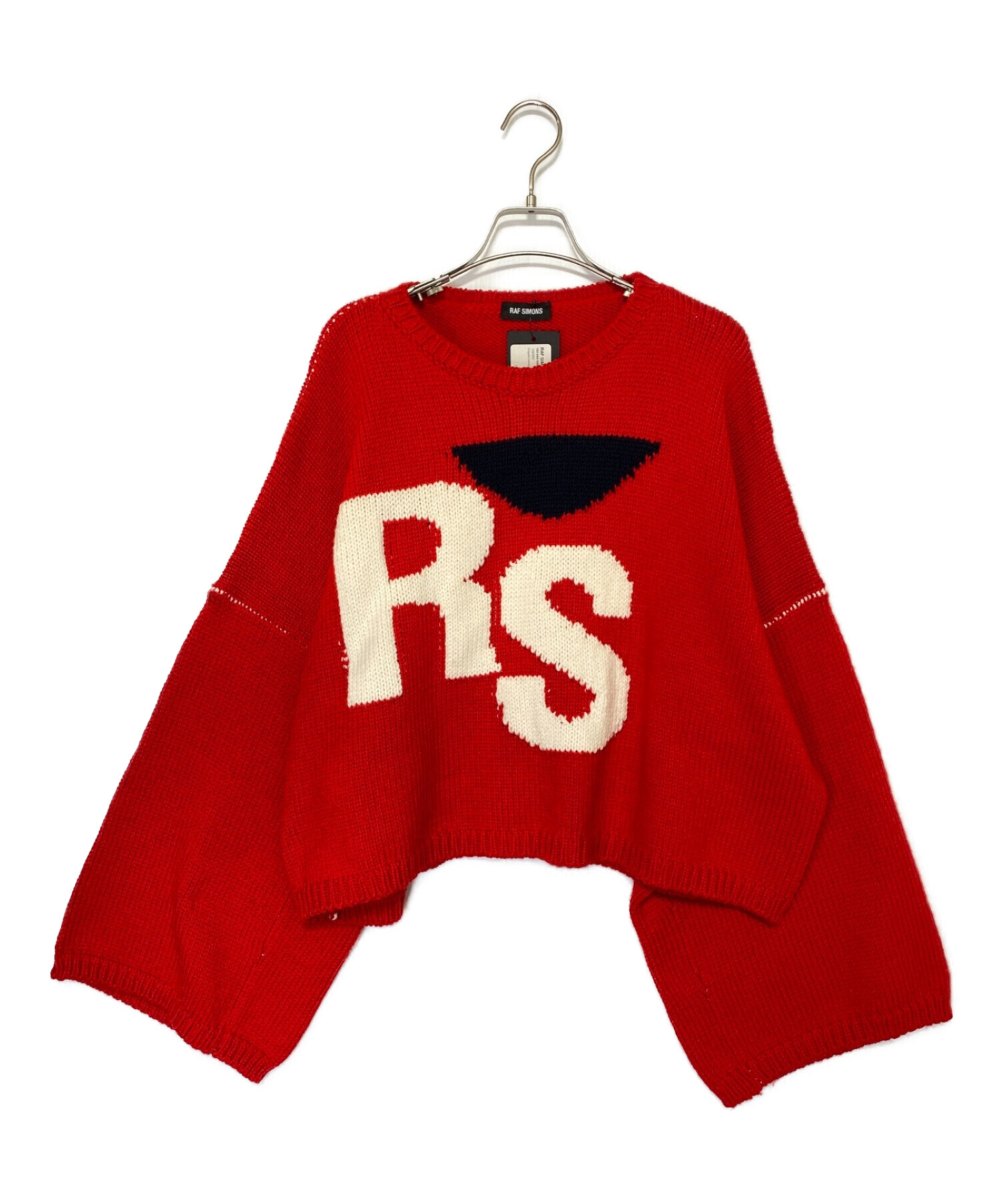 RAF SIMONS (ラフシモンズ) Cropped oversized RS sweater レッド サイズ:S