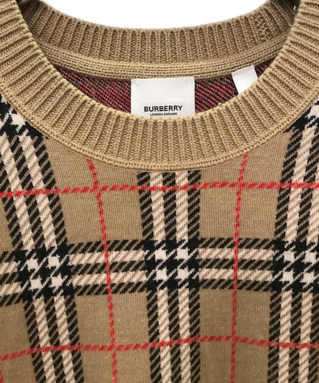 BURBERRY (バーバリー) ノバチェックニット ベージュ サイズ:S