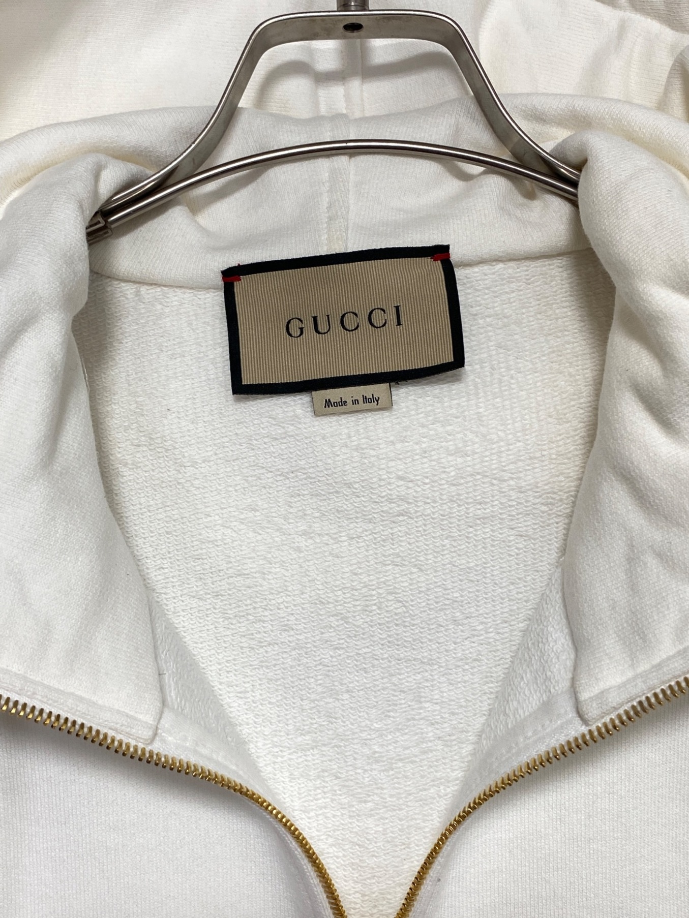 GUCCI (グッチ) ウェブ＆GUCCI ラベル付き スウェットシャツ ホワイト サイズ:XS
