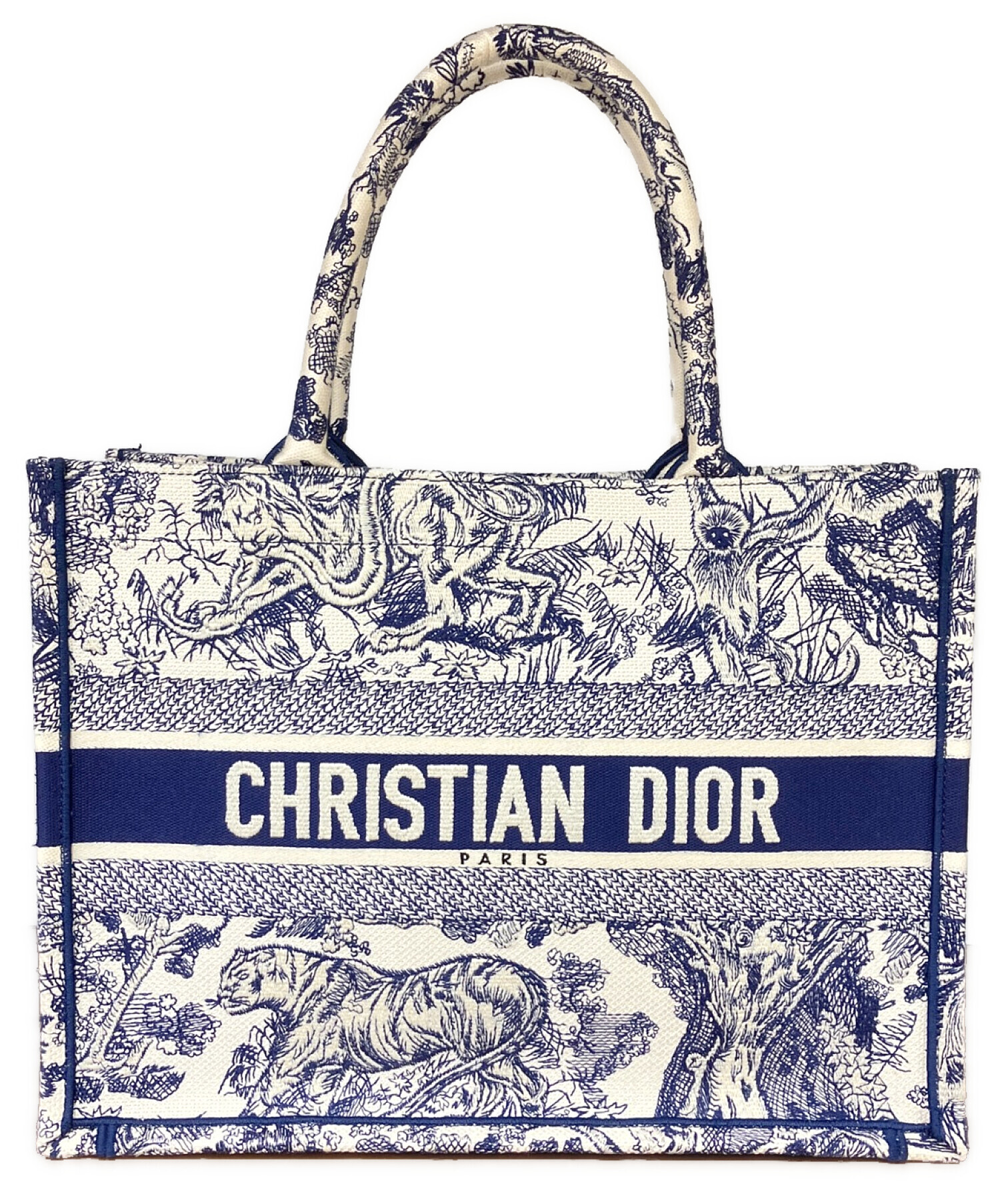 Christian Dior (クリスチャン ディオール) ブックトートミディアムバッグ アイボリー×ネイビー