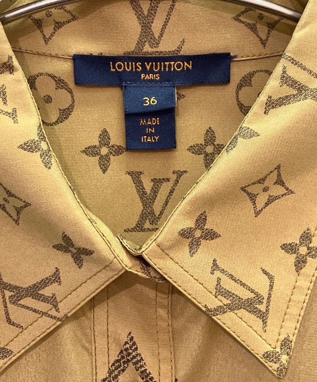 LOUIS VUITTON (ルイ ヴィトン) モノグラムシルクシャツ ブラウン サイズ:36