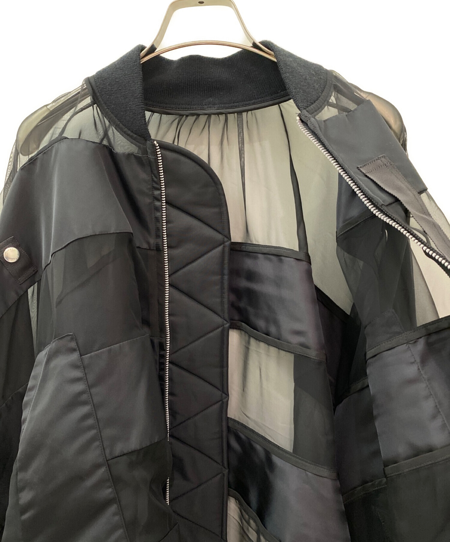 sacai (サカイ) Nylon Twill×Chiffon Blouson ブラック サイズ:1