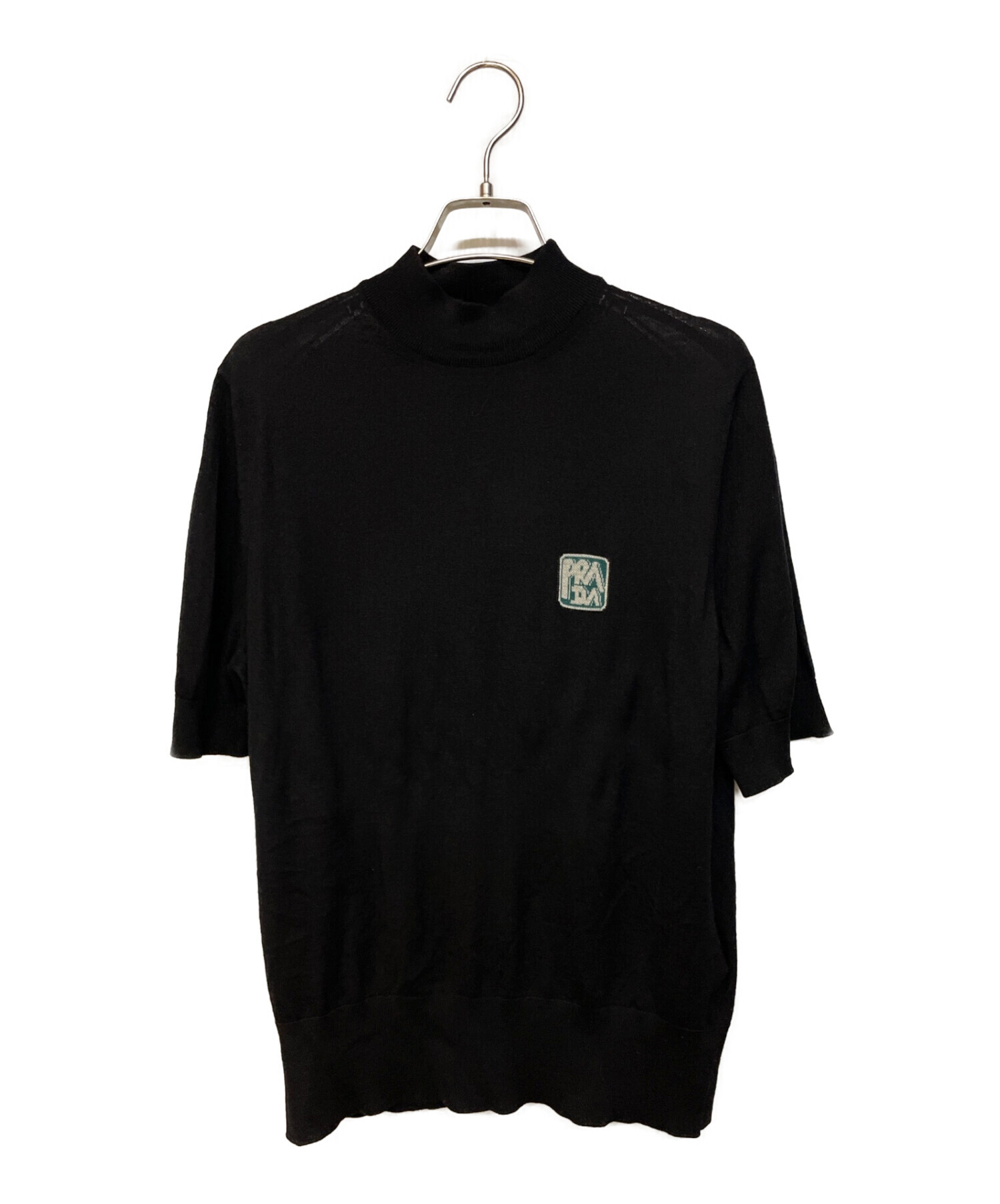 PRADA (プラダ) ロゴ半袖ニット ブラック サイズ:46