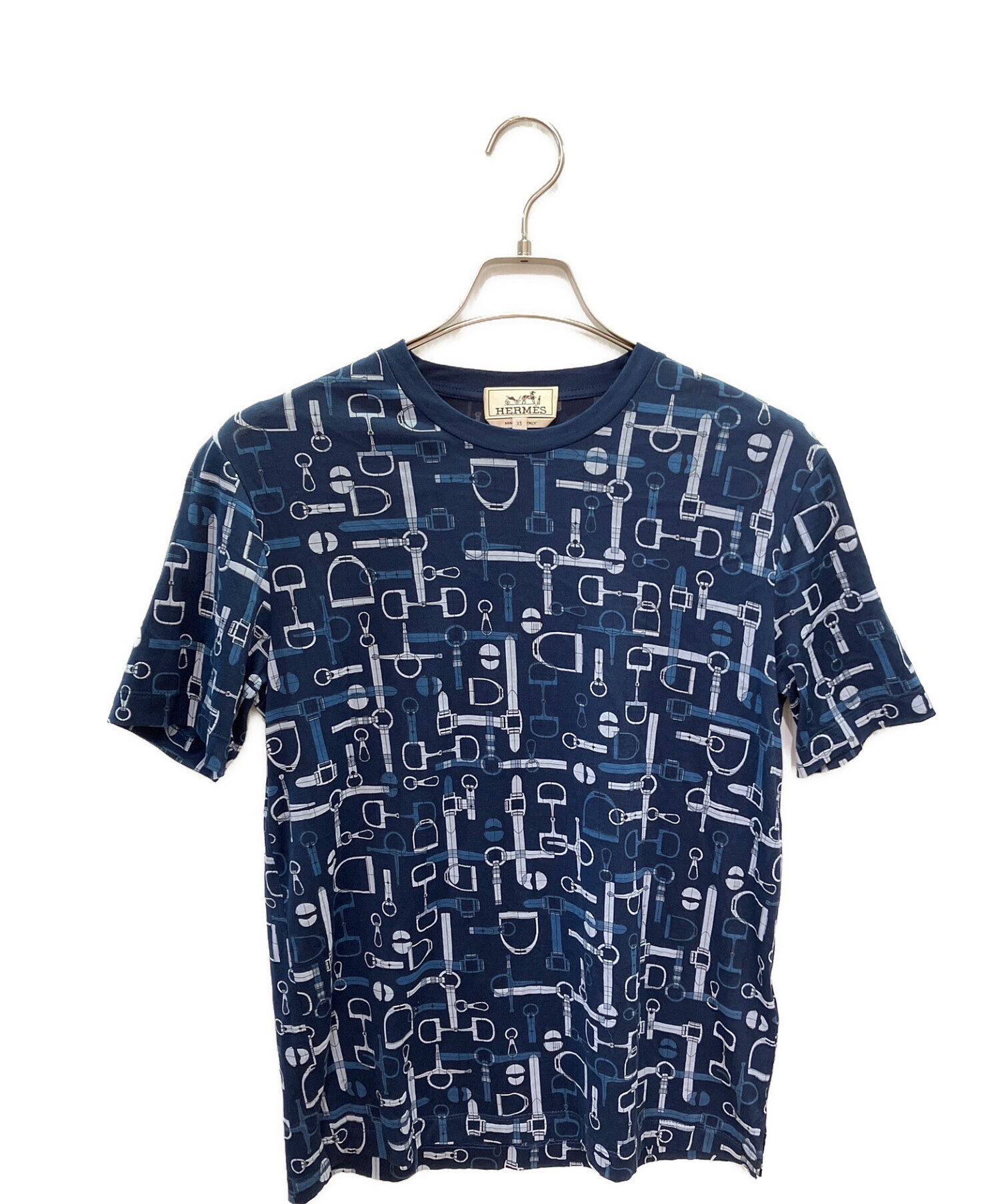 HERMES (エルメス) 総柄半袖Tシャツ ネイビー サイズ:XS