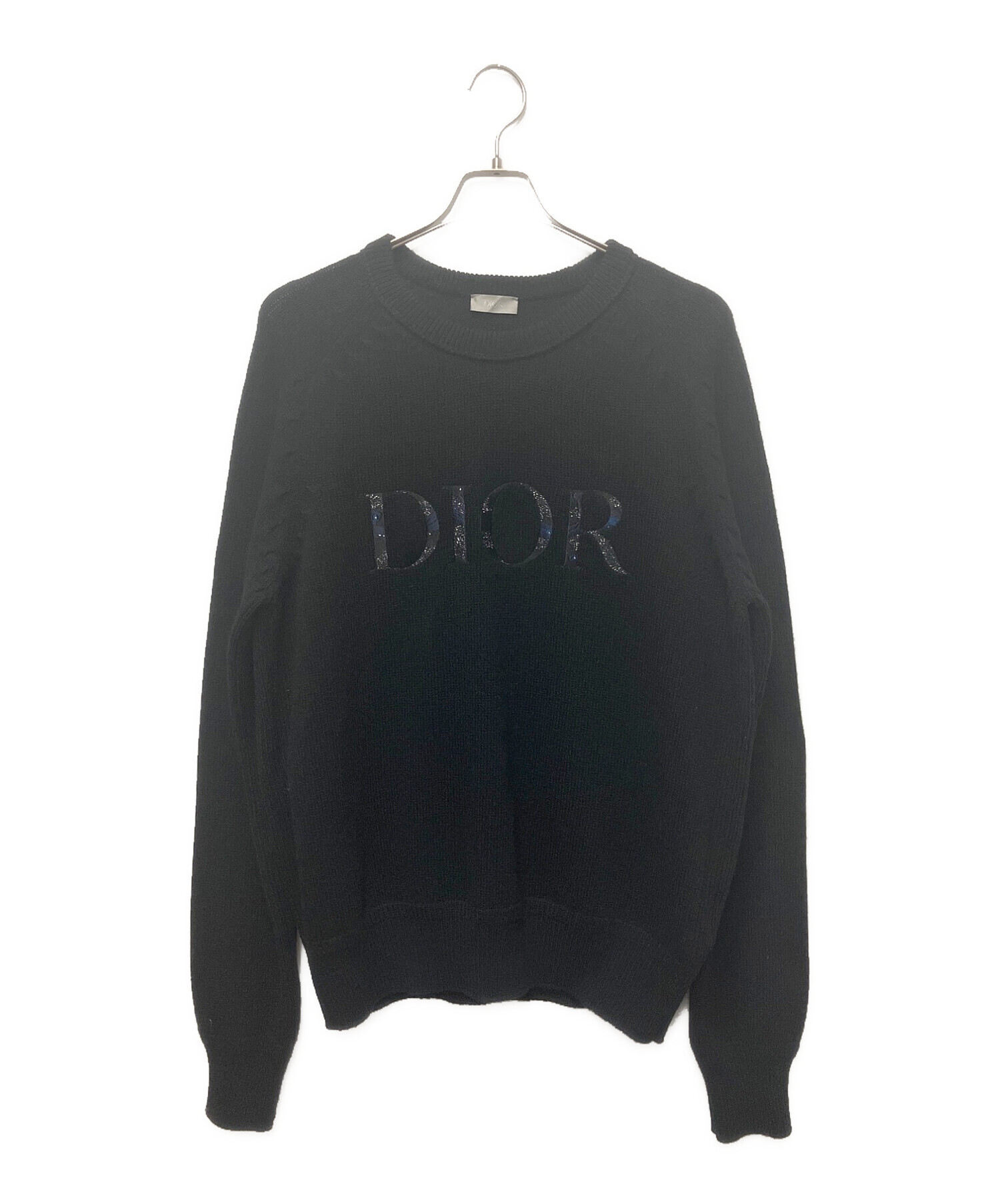 Dior (ディオール) PETER DOIG (ピーター ドイグ) フロント刺繍ニット ブラック サイズ:XL