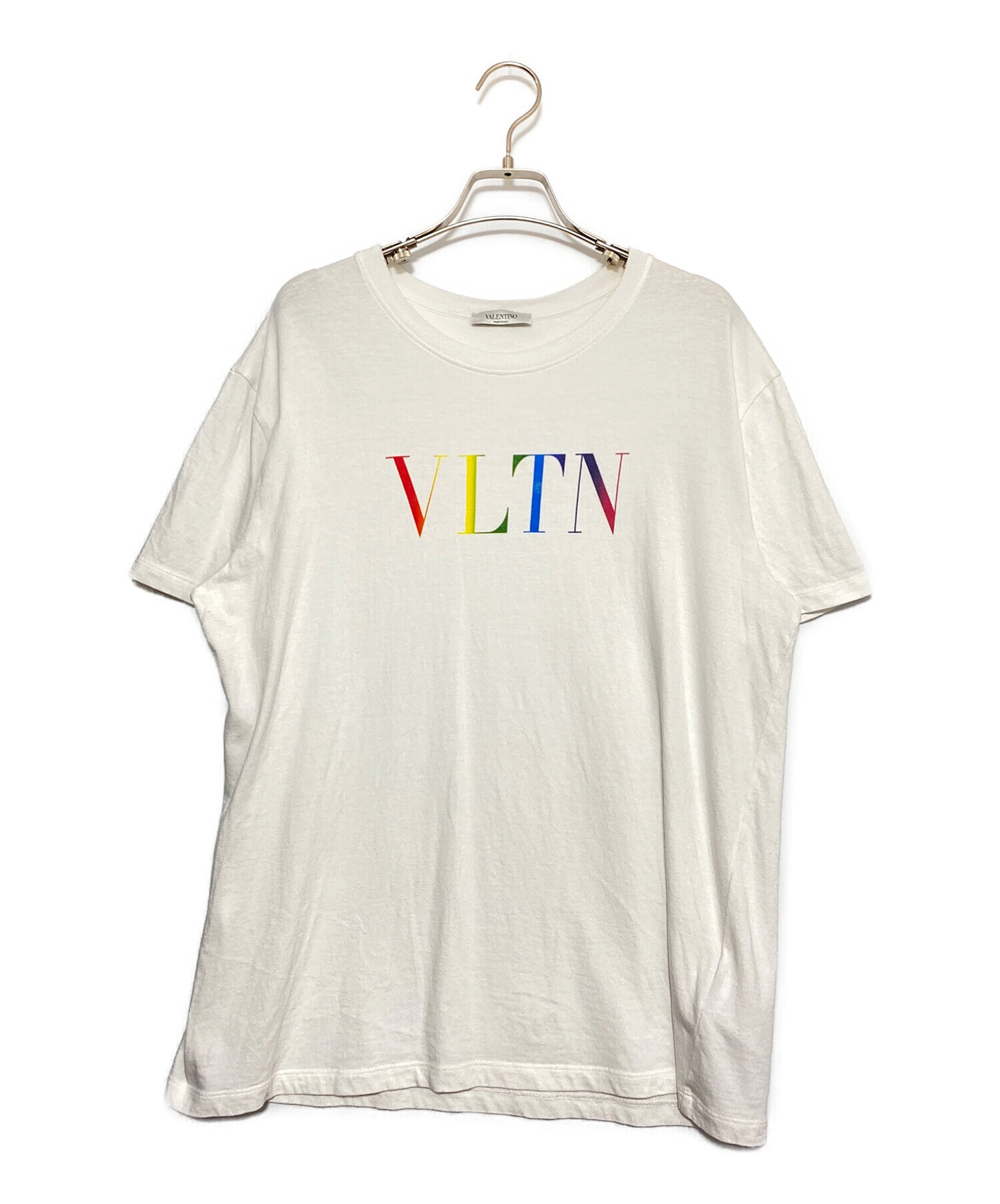 VALENTINO (ヴァレンティノ) マルチカラーロゴデザインTシャツ ホワイト×トレインボー サイズ:L