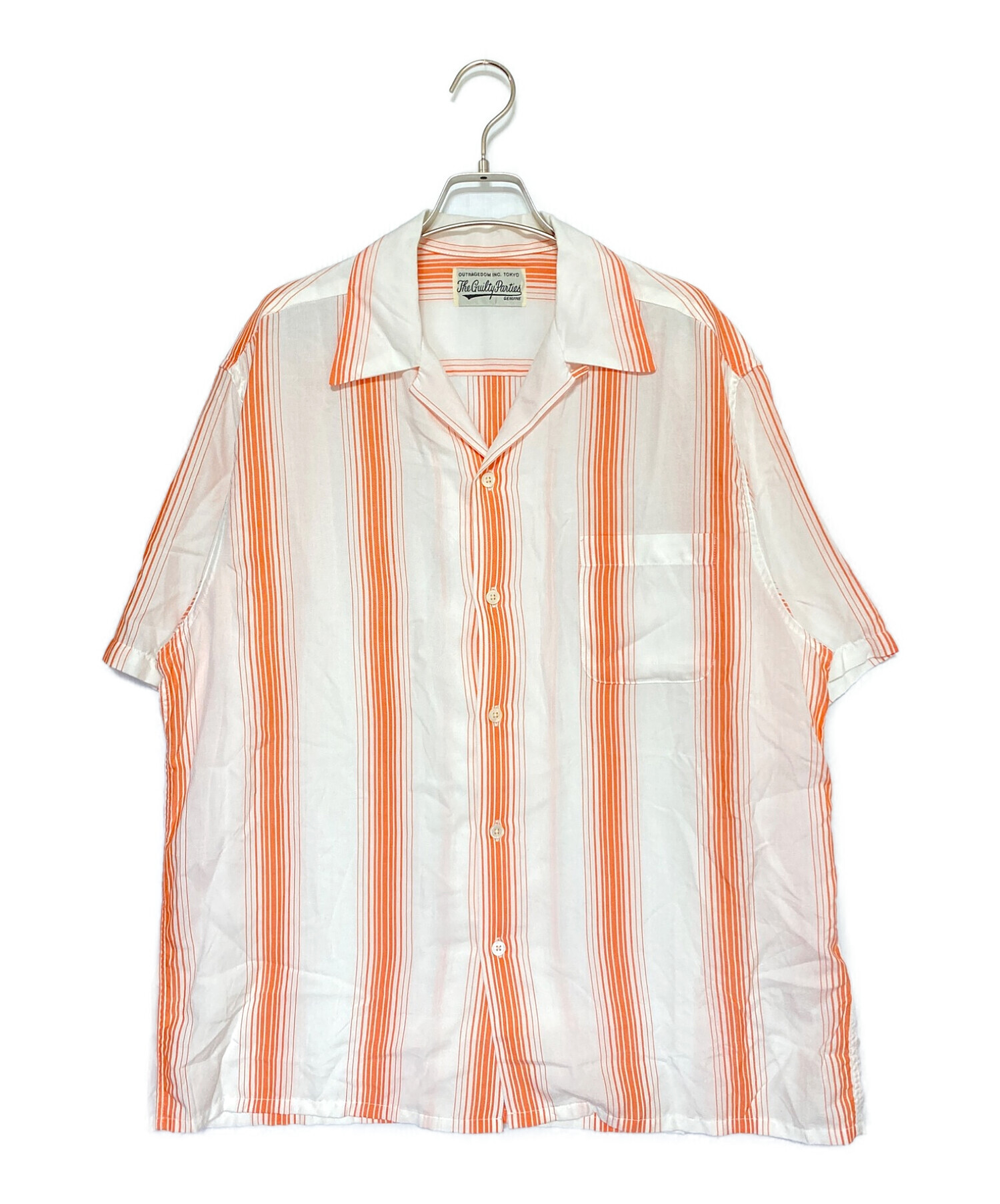 WACKO MARIA (ワコマリア) ストライプオープンカラーシャツ オレンジ サイズ:L