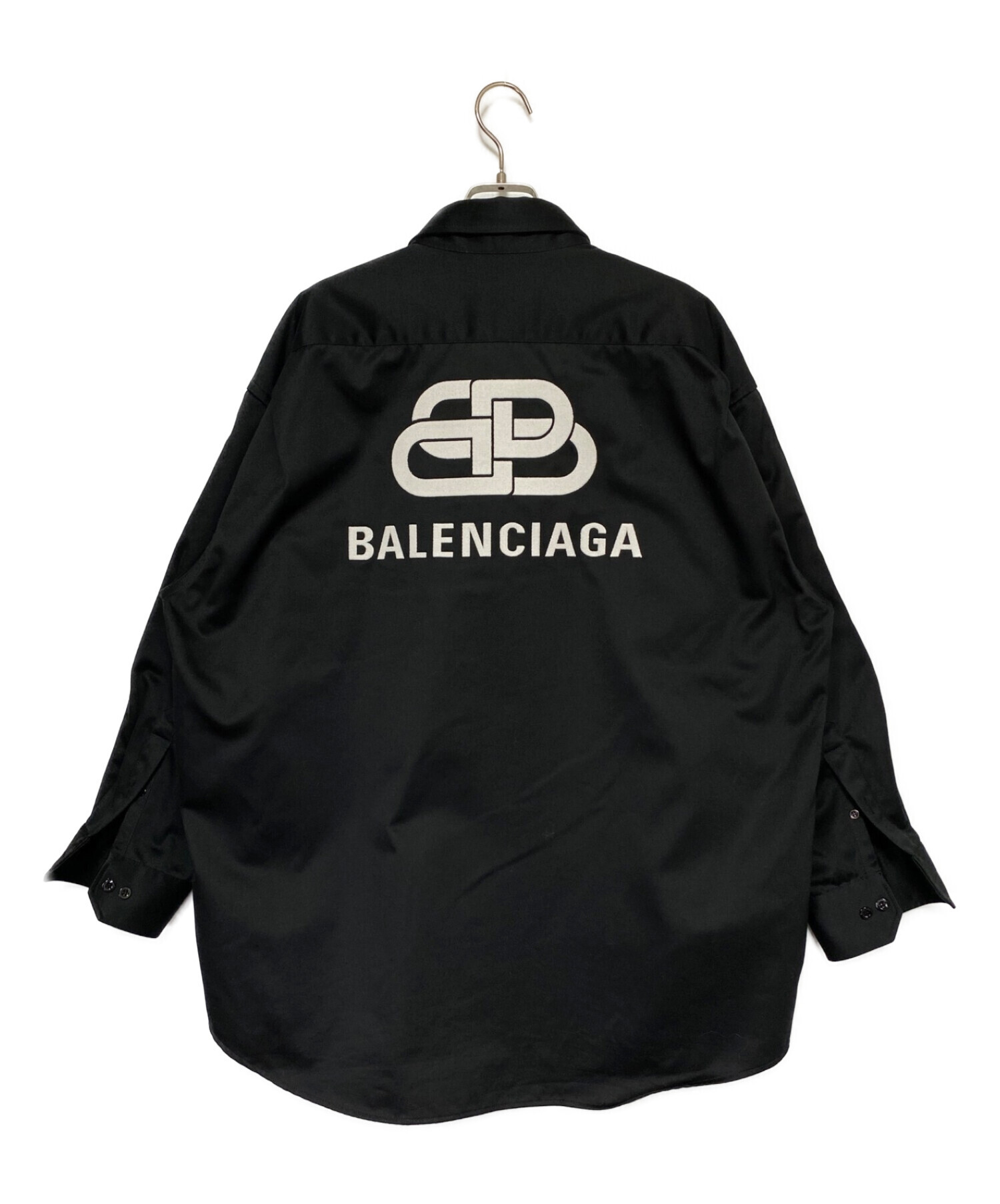 BALENCIAGA (バレンシアガ) 刺繍ヘビーウウェイトシャツ ブラック サイズ:37
