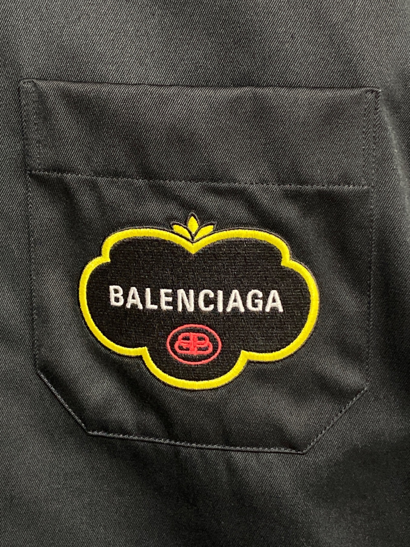 BALENCIAGA　刺繍ロゴ　ヘビーウウェイト　ダブルスリーブシャツ　ブラック