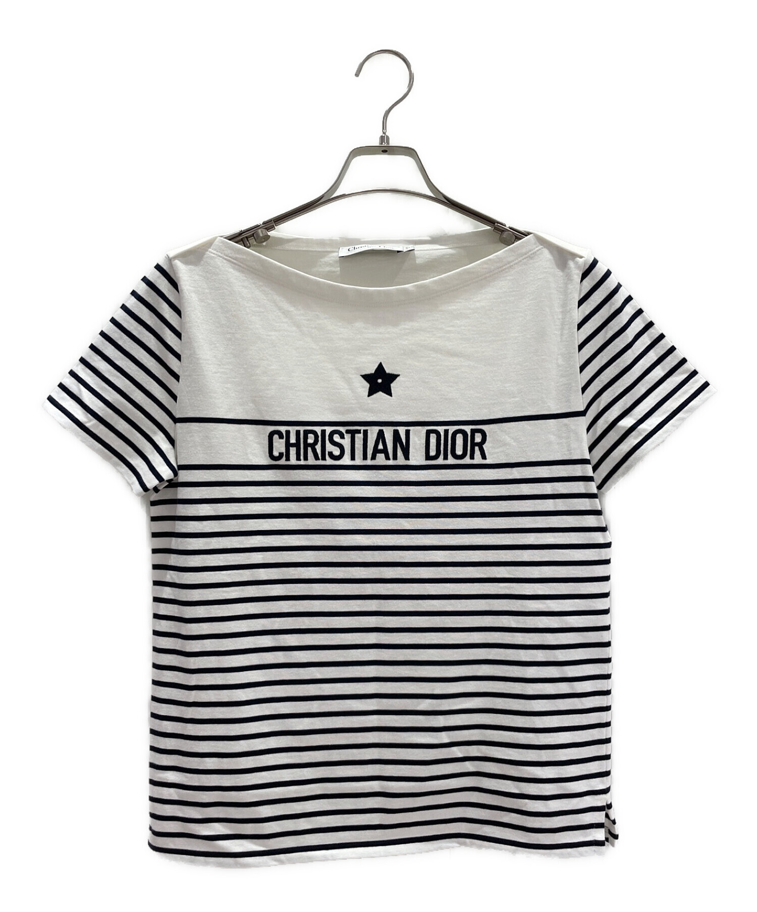 Christian Dior (クリスチャン ディオール) ボーダーTシャツ ホワイト×ネイビー サイズ:L