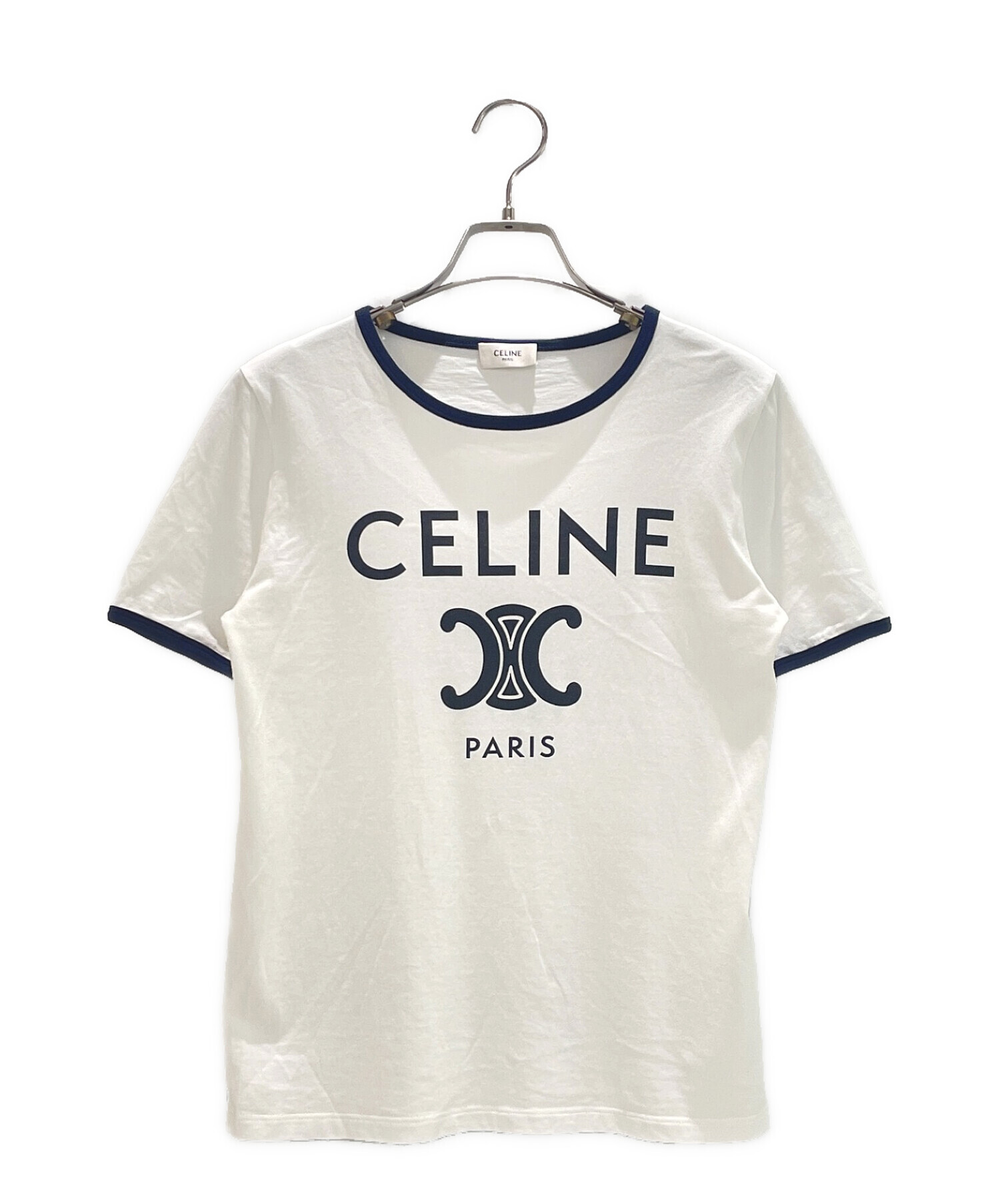 袖丈半袖【未使用品】CELINEセリーヌロゴTシャツ　ホワイト　XS
