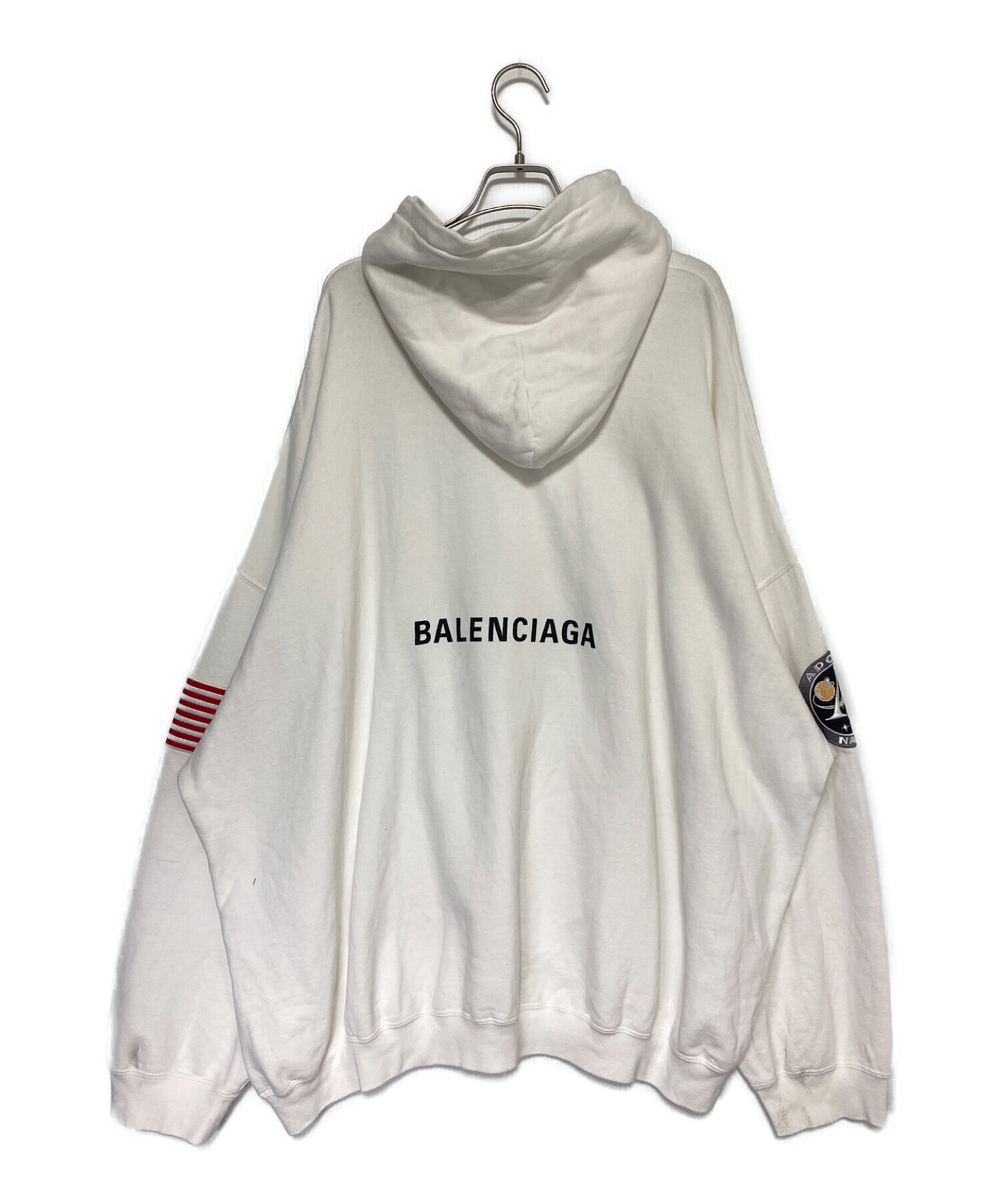 BALENCIAGA (バレンシアガ) NASA (ナサ) Space oversized appliquéd printed  cotton-jersey hoodie ホワイト サイズ:SIZE L