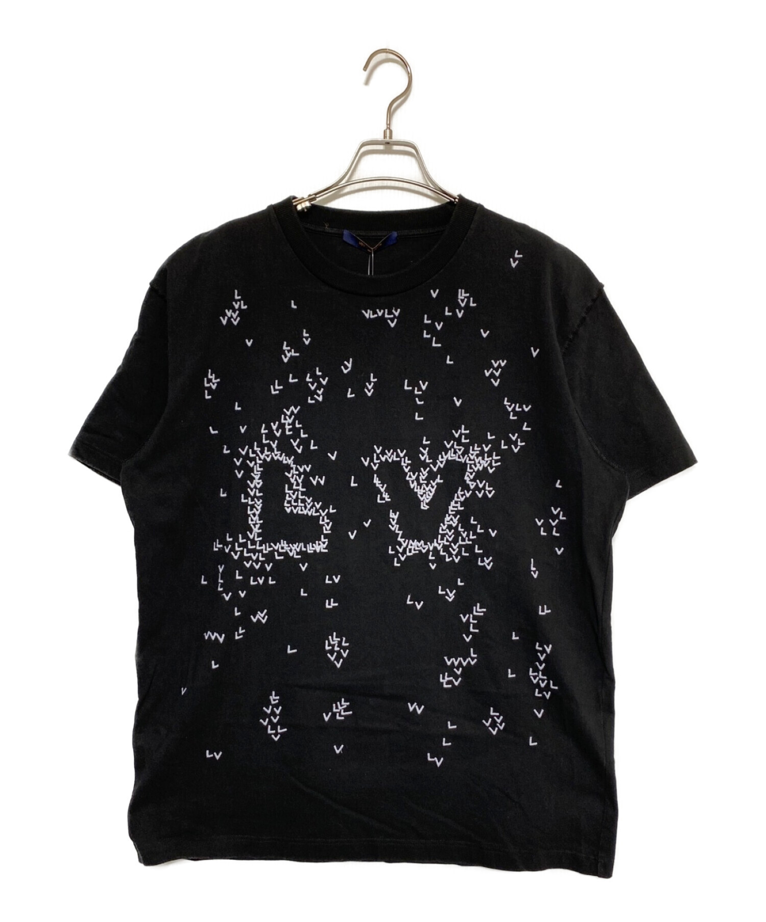 LOUIS VUITTON (ルイ ヴィトン) LVロゴ刺繍Tシャツ ブラック サイズ:L
