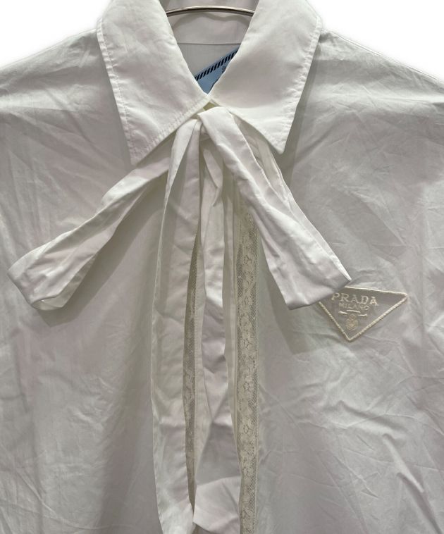 PRADA (プラダ) インターシャ ポプリン シャツドレス ワンピース ホワイト サイズ:36