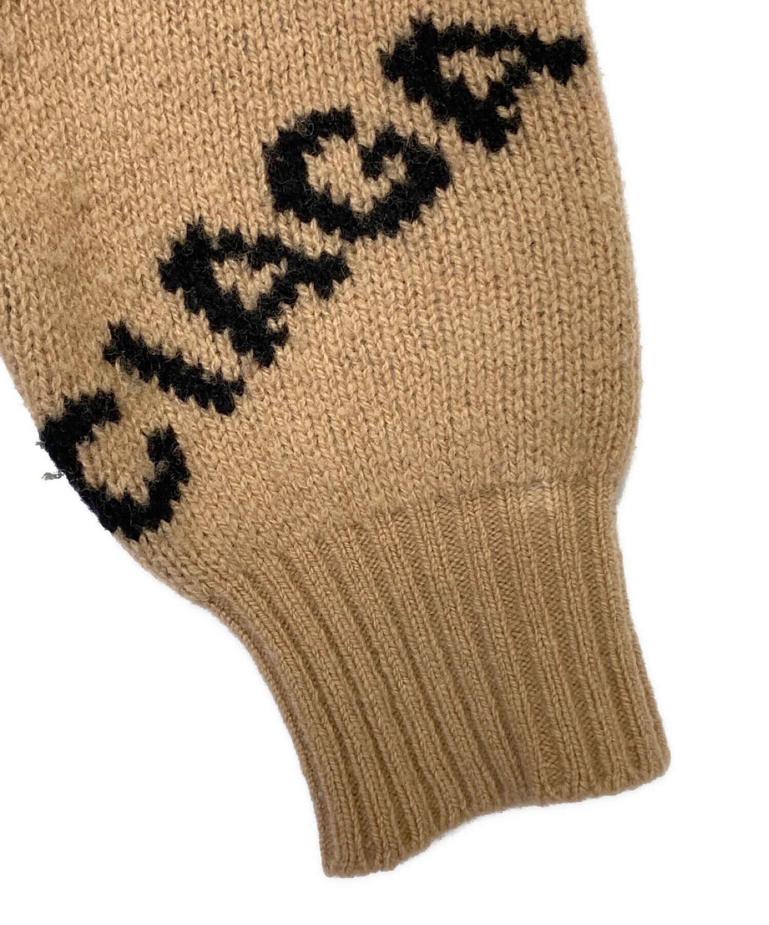 BALENCIAGA (バレンシアガ) Logo Jacquard Oversize Crew Neck Knit Sweater ベージュ×ブラック  サイズ:XS