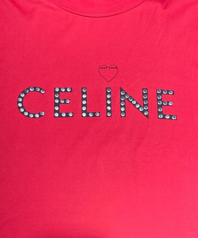 CELINE (セリーヌ) スタッズロゴTシャツ レッド サイズ:L