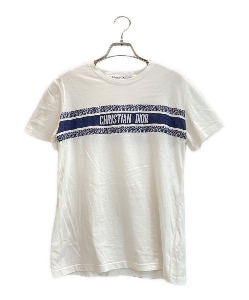 【中古・古着通販】Christian Dior (クリスチャン ディオール) シグネチャーロゴ ライン Tシャツ ホワイト×ネイビー  サイズ:S｜ブランド・古着通販 トレファク公式【TREFAC FASHION】スマホサイト