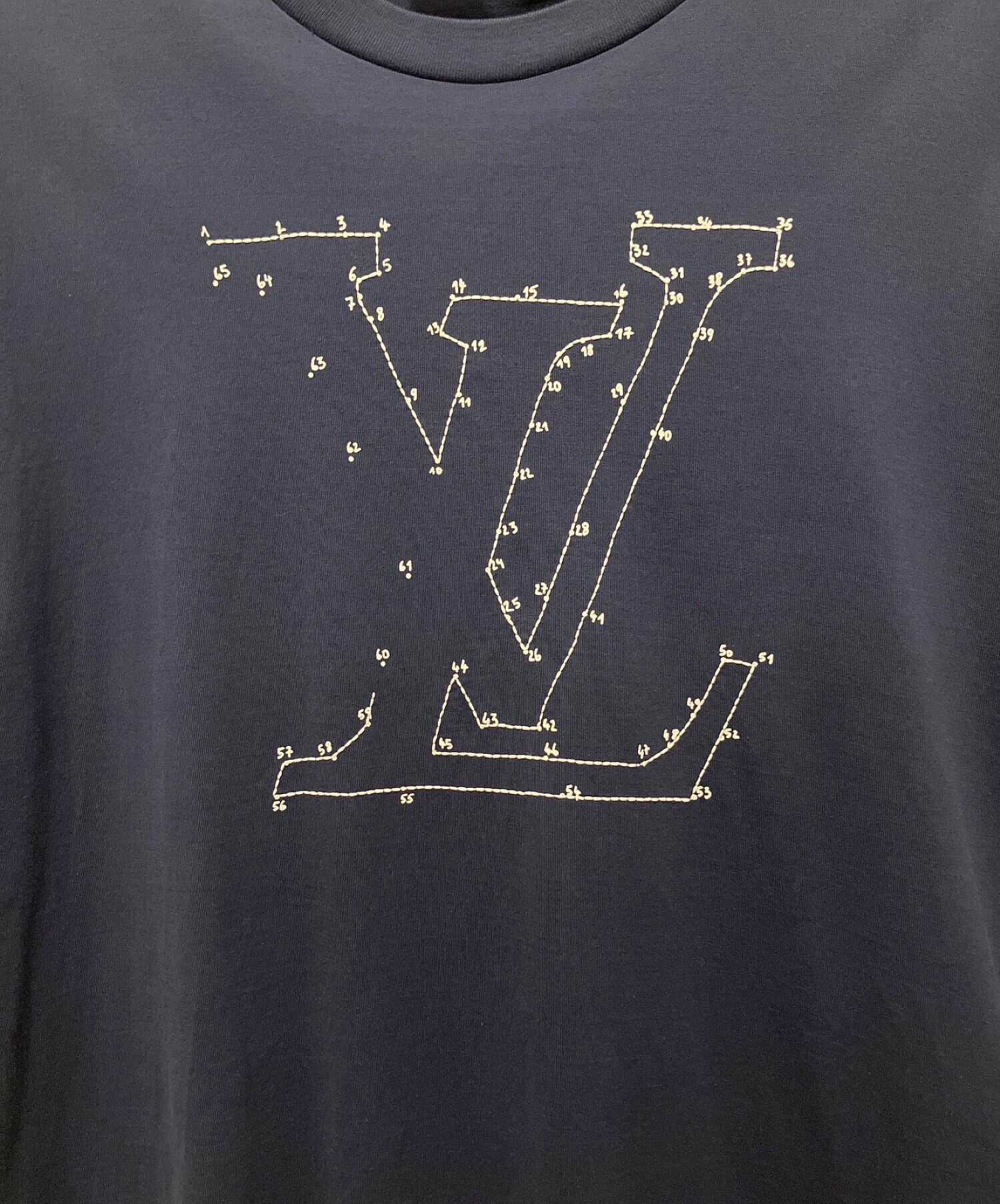 LOUIS VUITTON (ルイ ヴィトン) LVステッチ エンブロイダリーTシャツ ネイビー サイズ:4L